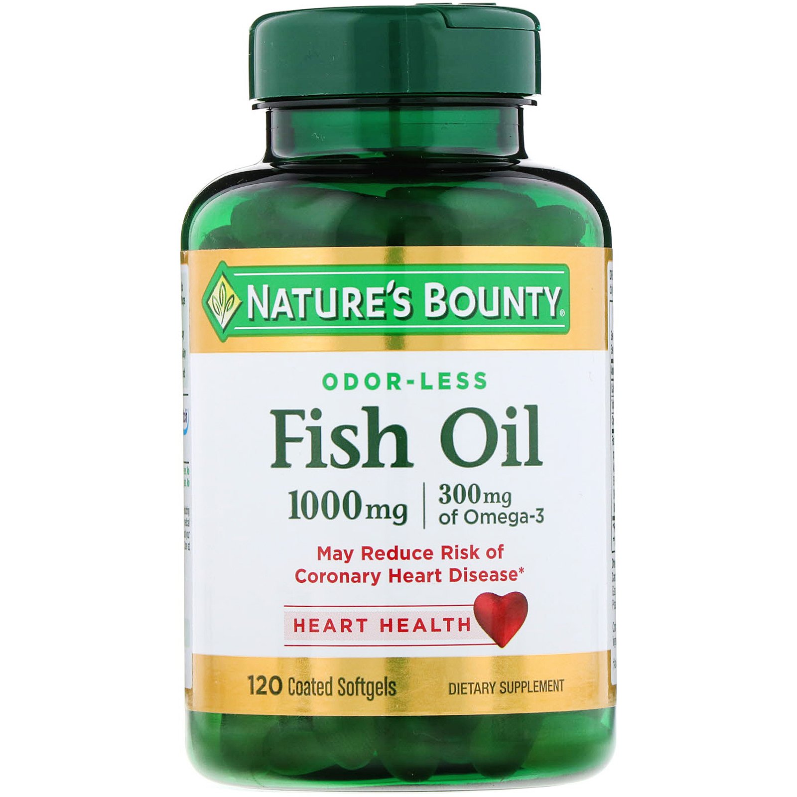 Nature's Bounty, Odorless Fish Oil, 1,000 mg, 120 Coated Softgels