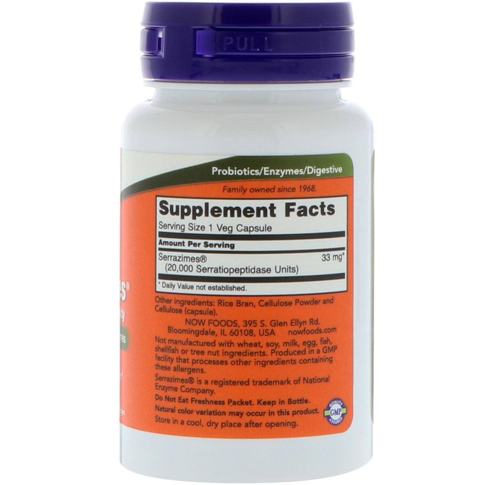 Now Foods, Serrazimes, 90 Veg Capsules - Imagem 2