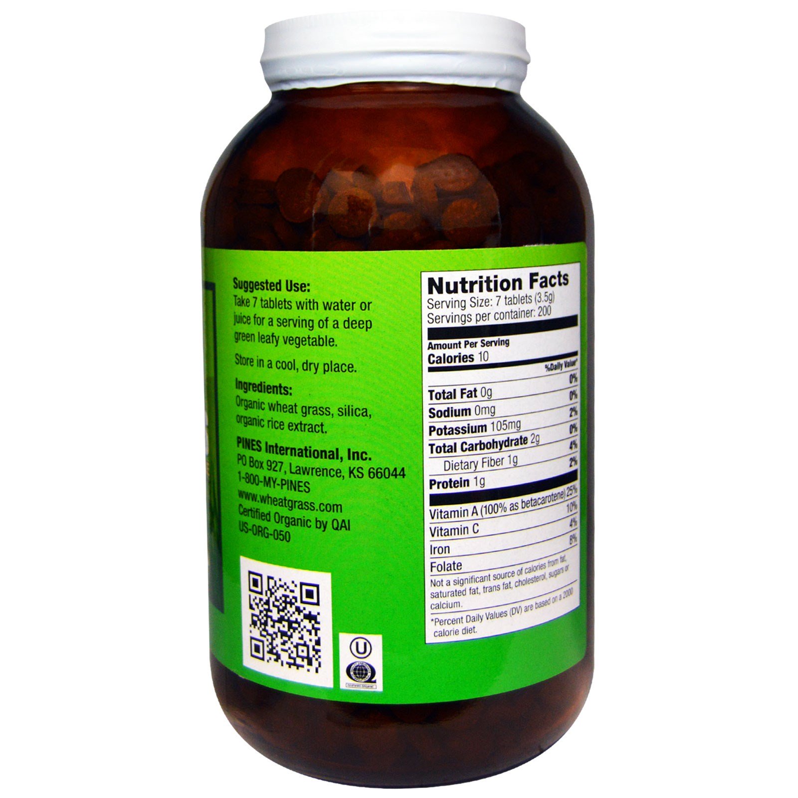 Pines International, Grama de Trigo Pines Orgânica, 500 mg, 1400 Comprimidos - Imagem 2