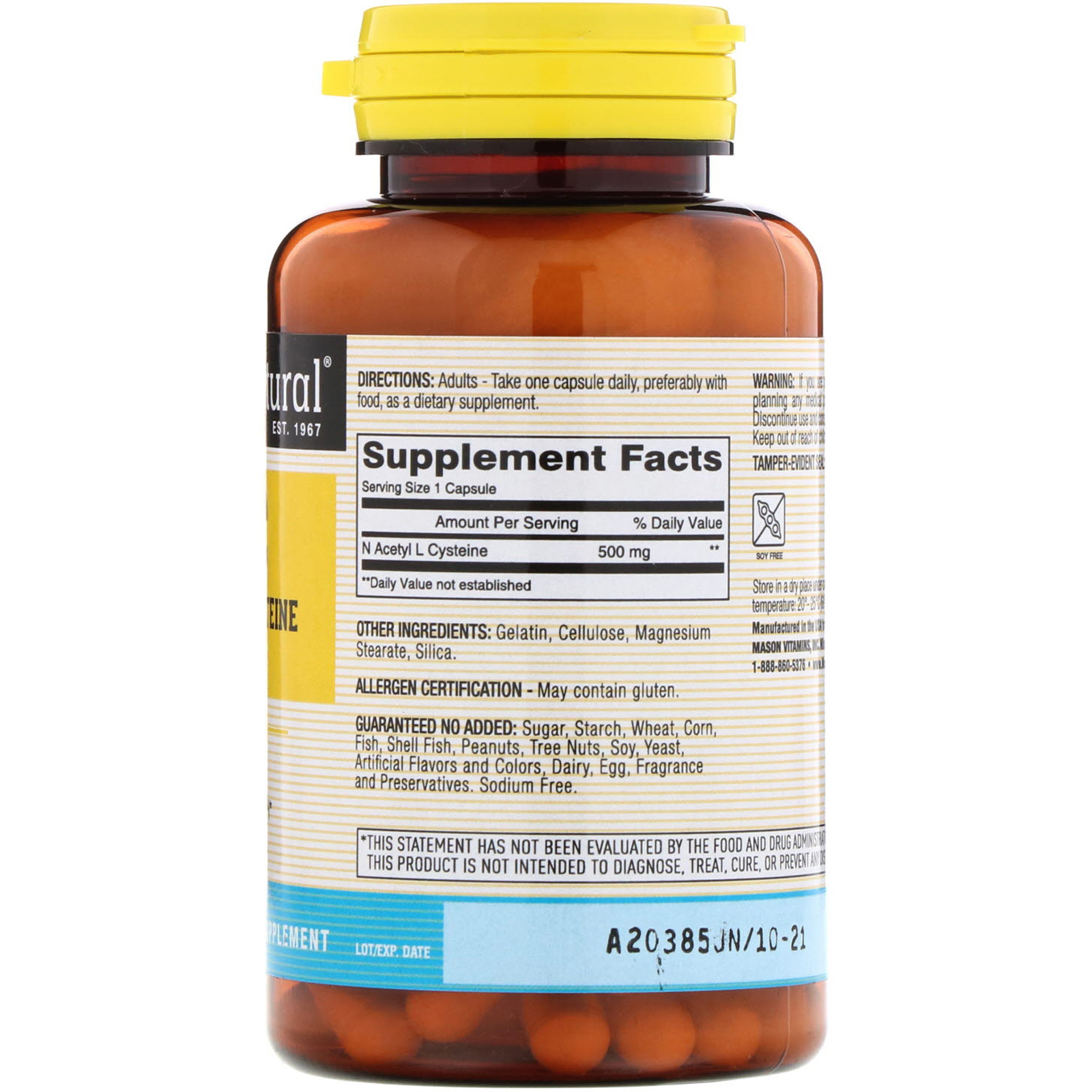 Mason Natural, N-acetilcisteina, 60 Cápsulas - Imagem 2
