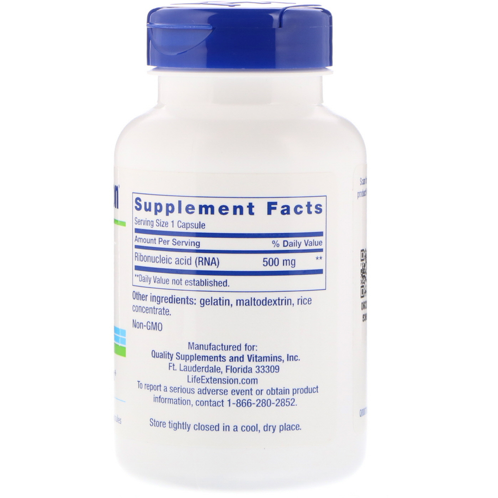 Life Extension, Cápsulas de RNA, 500 mg, 100 Cápsulas - Imagem 2