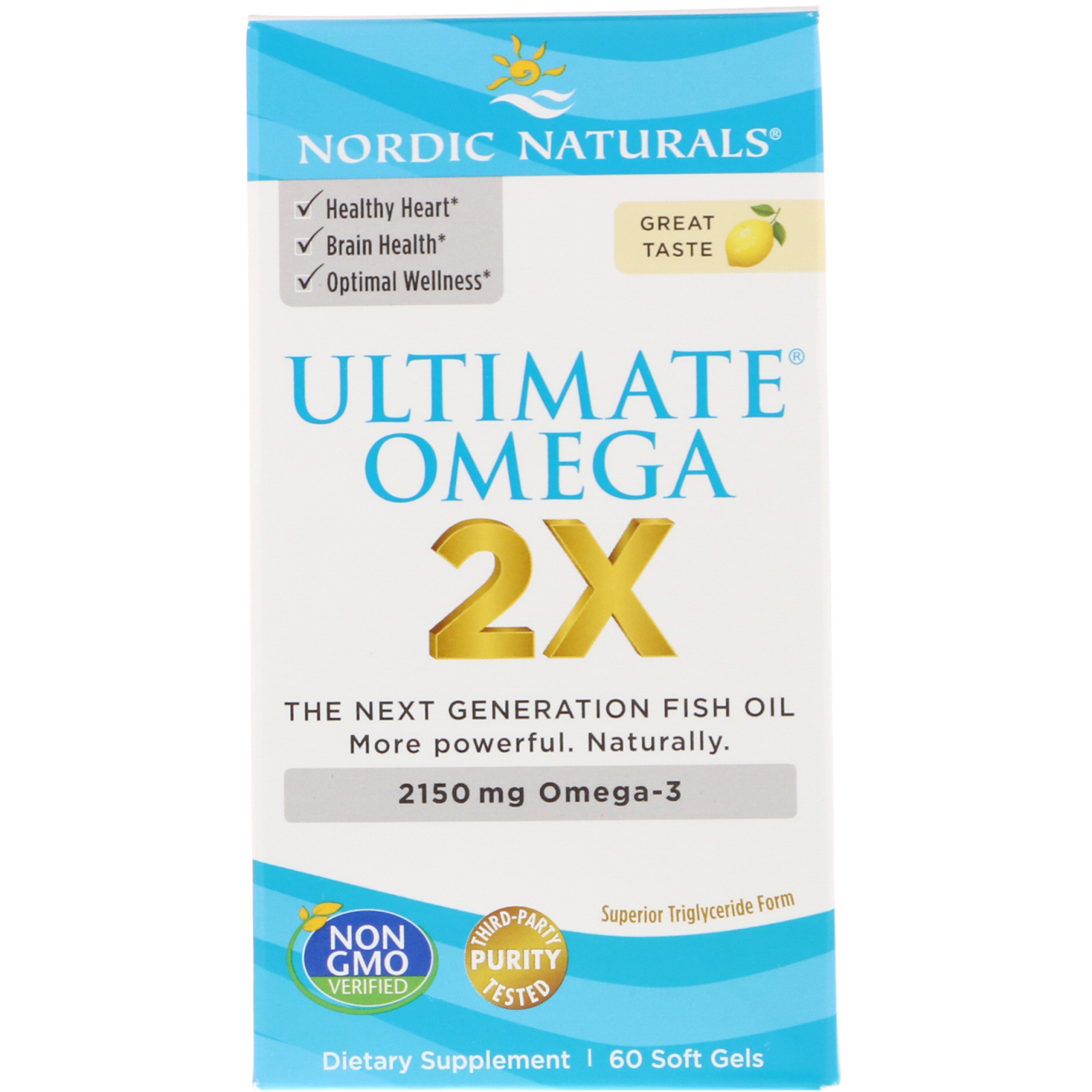 Nordic Naturals, Ultimate Omega 2X, Limão, 60 Cápsulas Gelatinosas