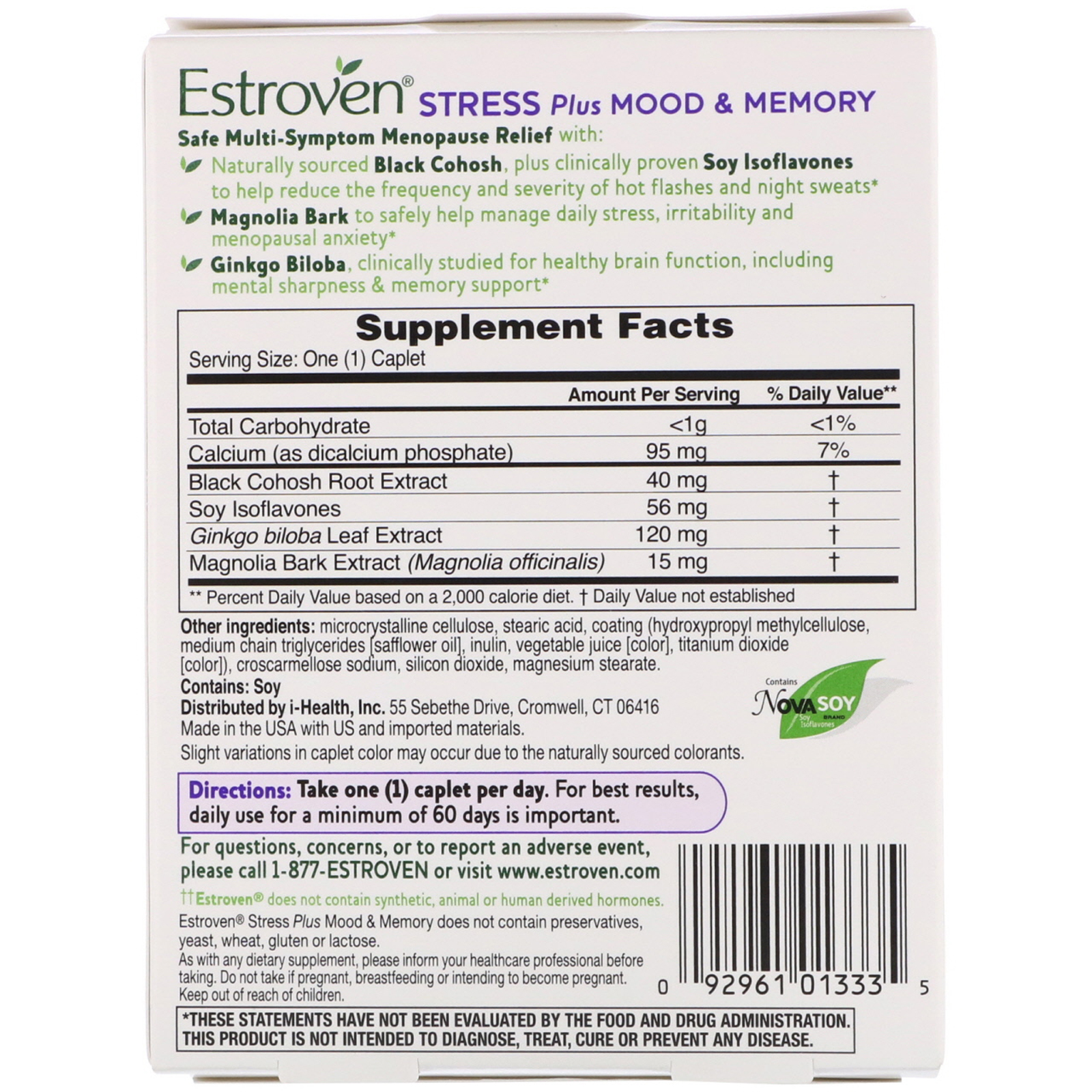 Estroven, Menopause Relief, Stress Plus Mood & Memory, 30 Caplets - Imagem 2