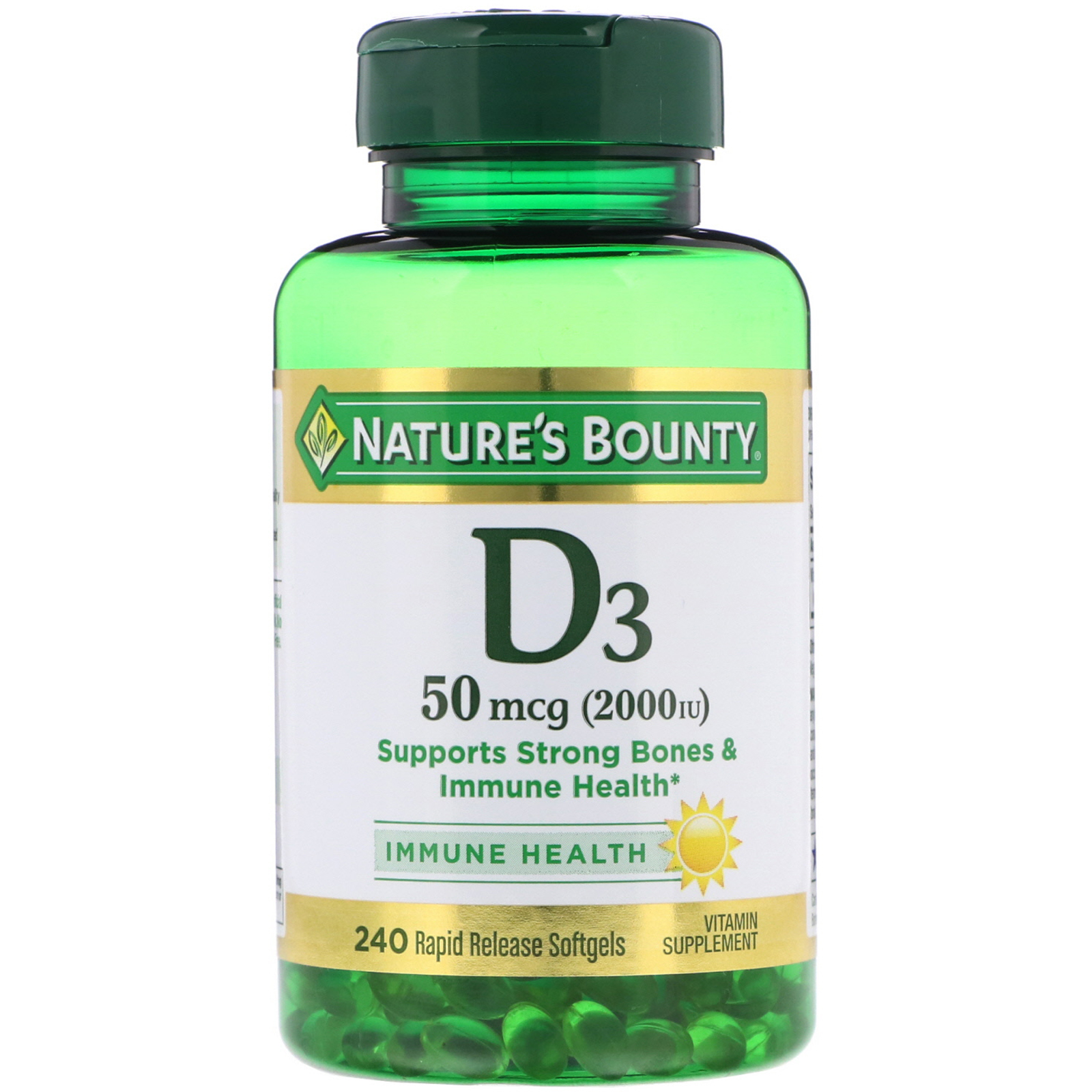 Nature's Bounty, D3, 50 mcg (2000 IU), 240 Rapid Release Softgels