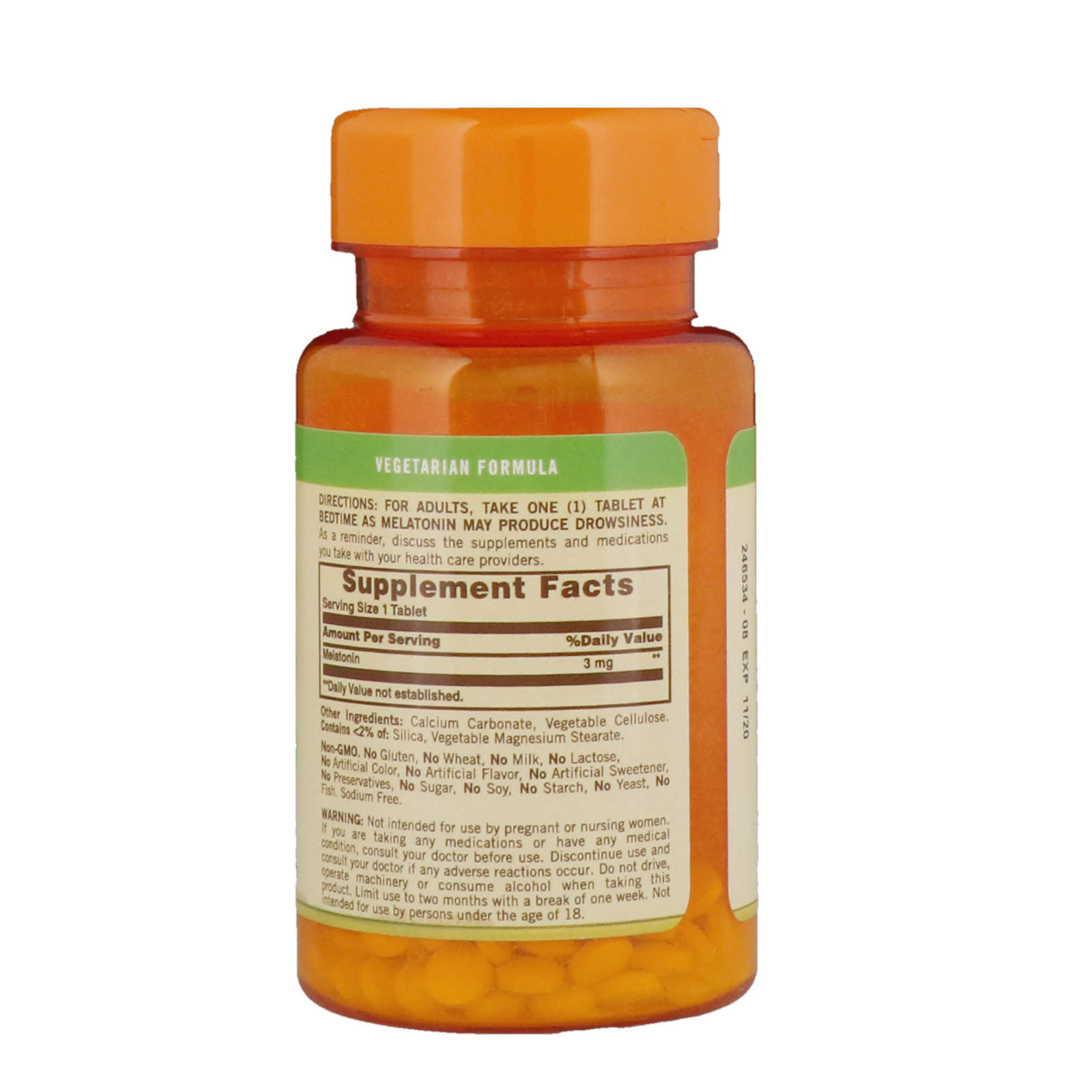 Sundown Naturals, Melatonina, 3 mg, 120 Comprimidos - Imagem 2