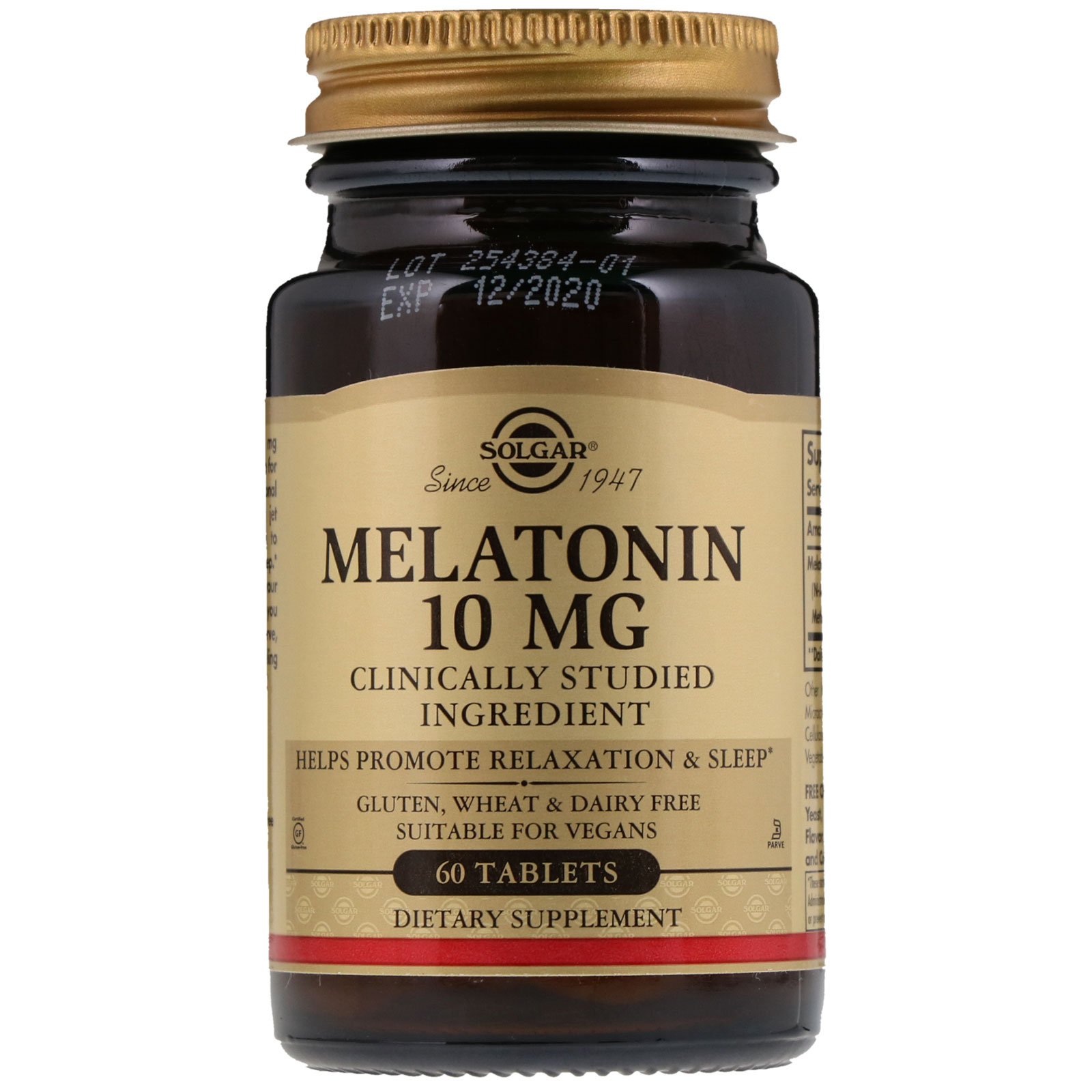 Solgar, Melatonina, 10 mg, 60 Comprimidos