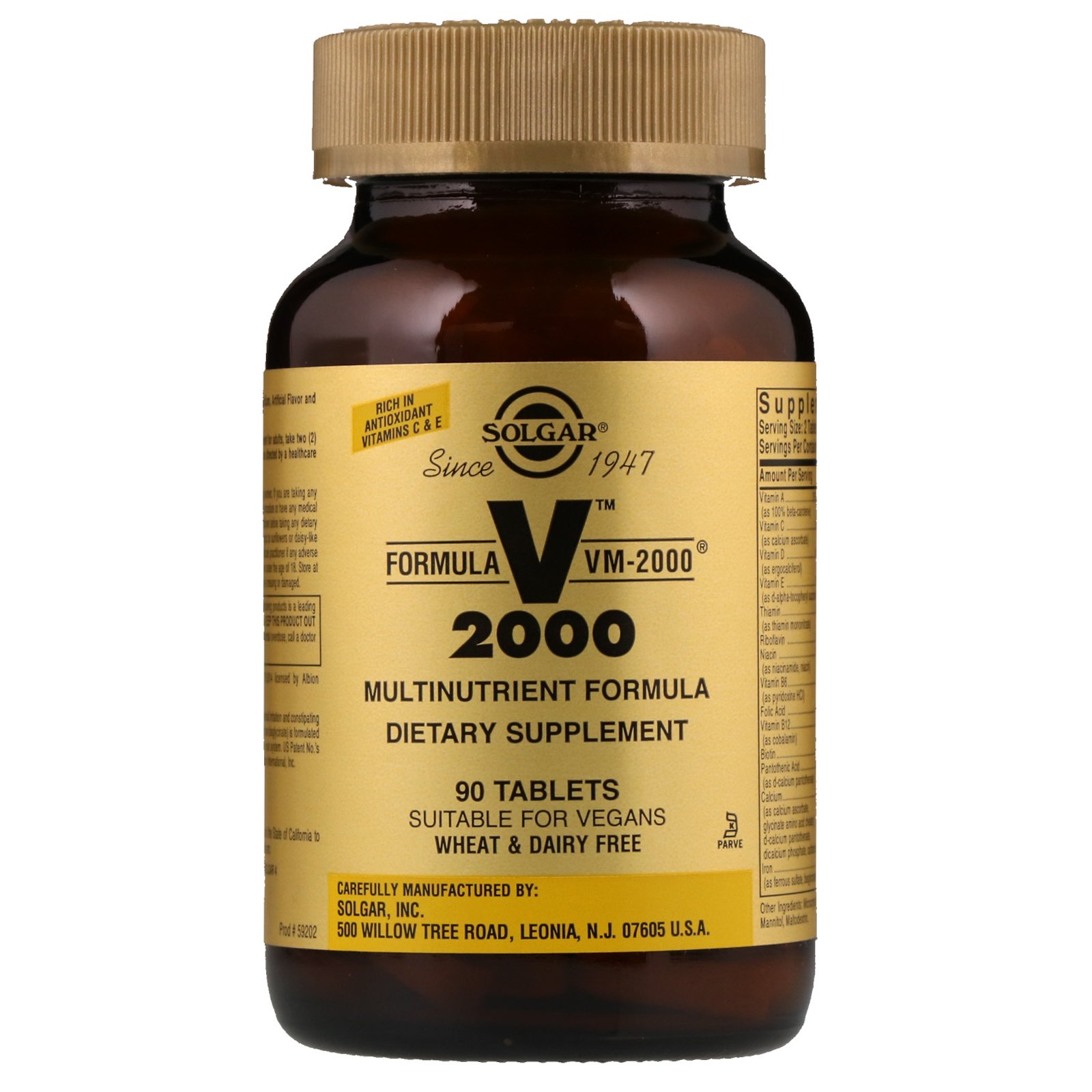 Solgar, Formula VM-2000, Fórmula Multinutriente, 90 Comprimidos