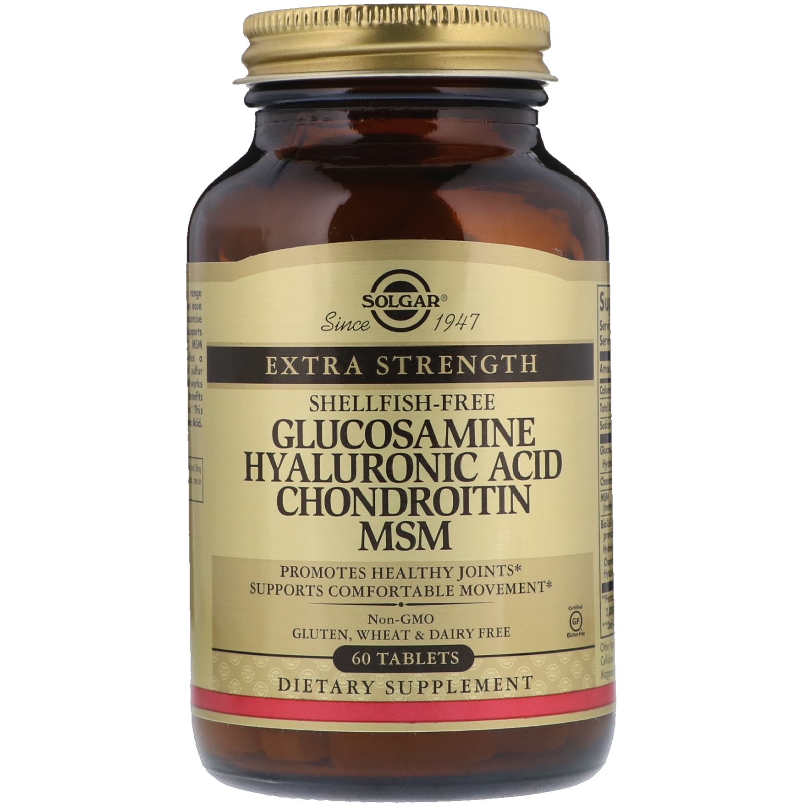 Solgar, Glucosamina, Ácido Hialurônico, Condroitina, MSM, 60 Comprimidos