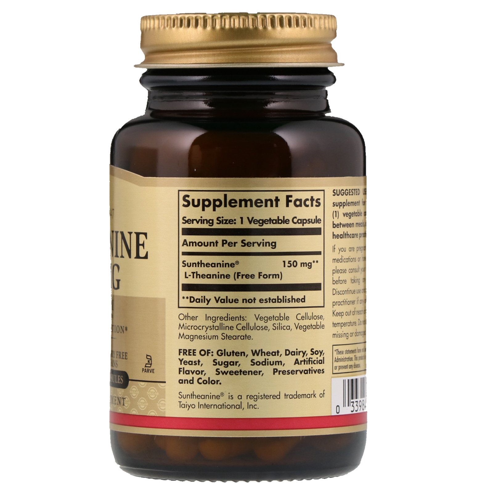 Solgar, L-Teanina, Forma Livre, 150 mg, 60 Cápsulas Vegetais - Imagem 2