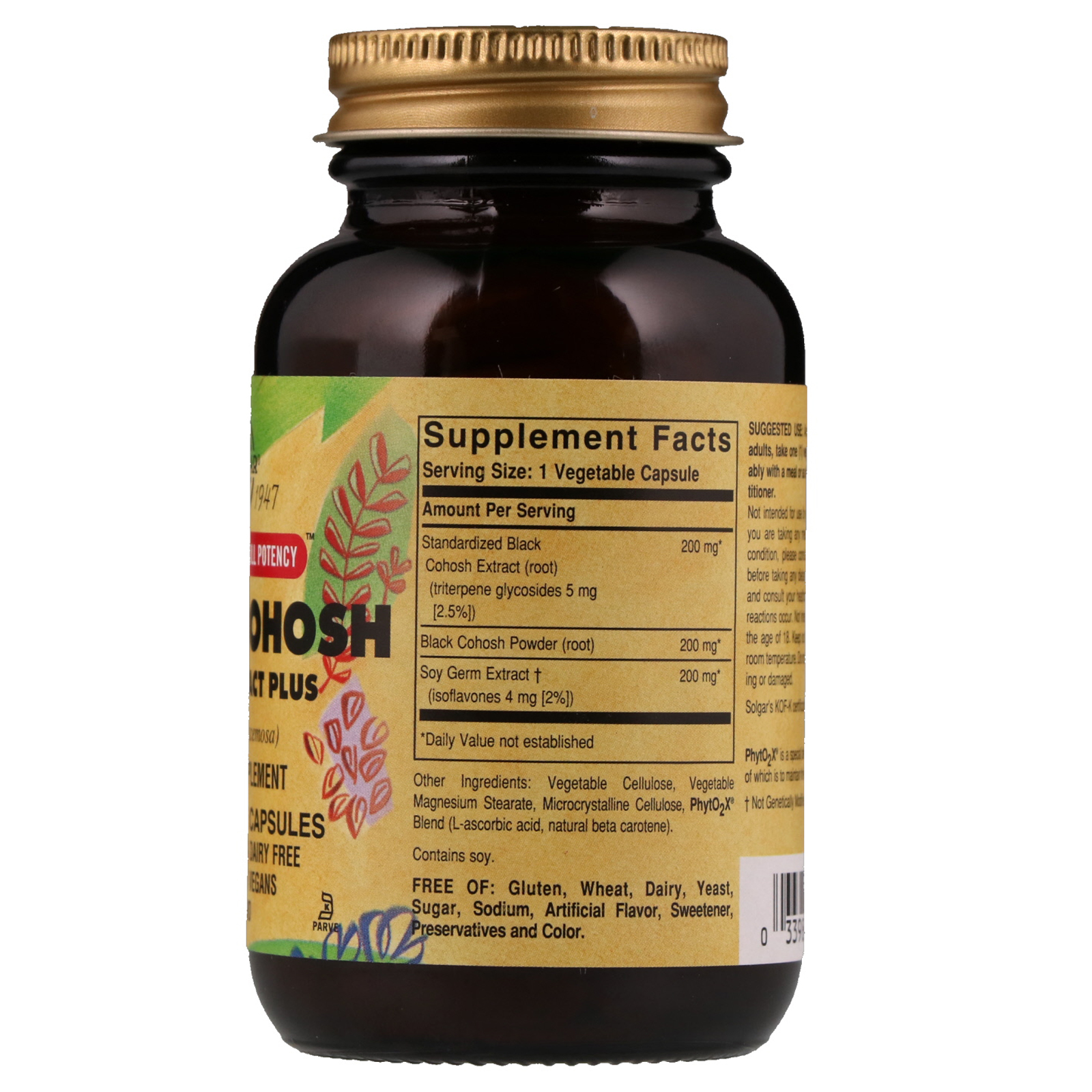 Solgar, Extrato de Raiz de Cohosh-Preto, 60 cápsulas vegetais - Imagem 2