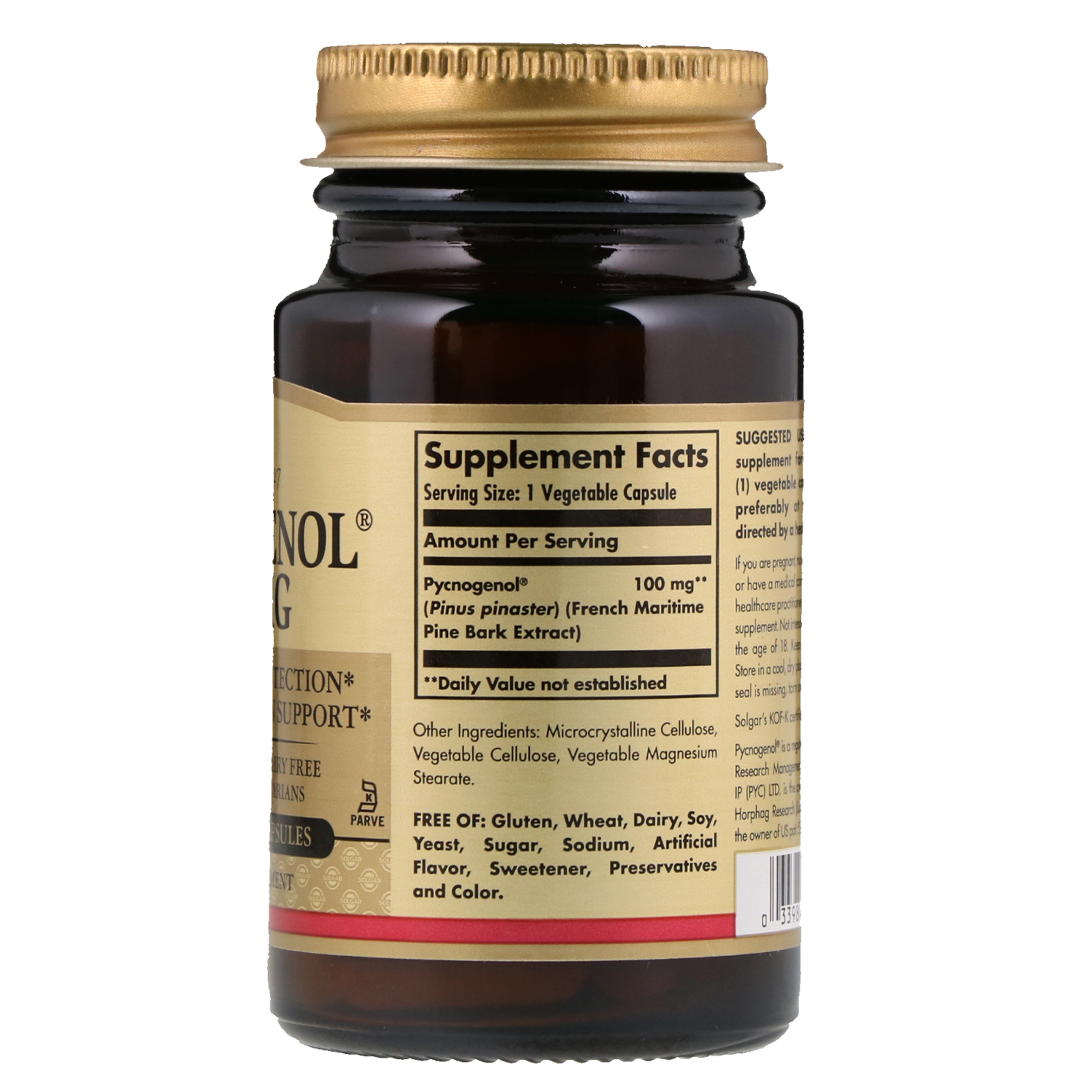 Solgar, Pycnogenol, 100 mg, 30 Cápsulas Vegetais - Imagem 2