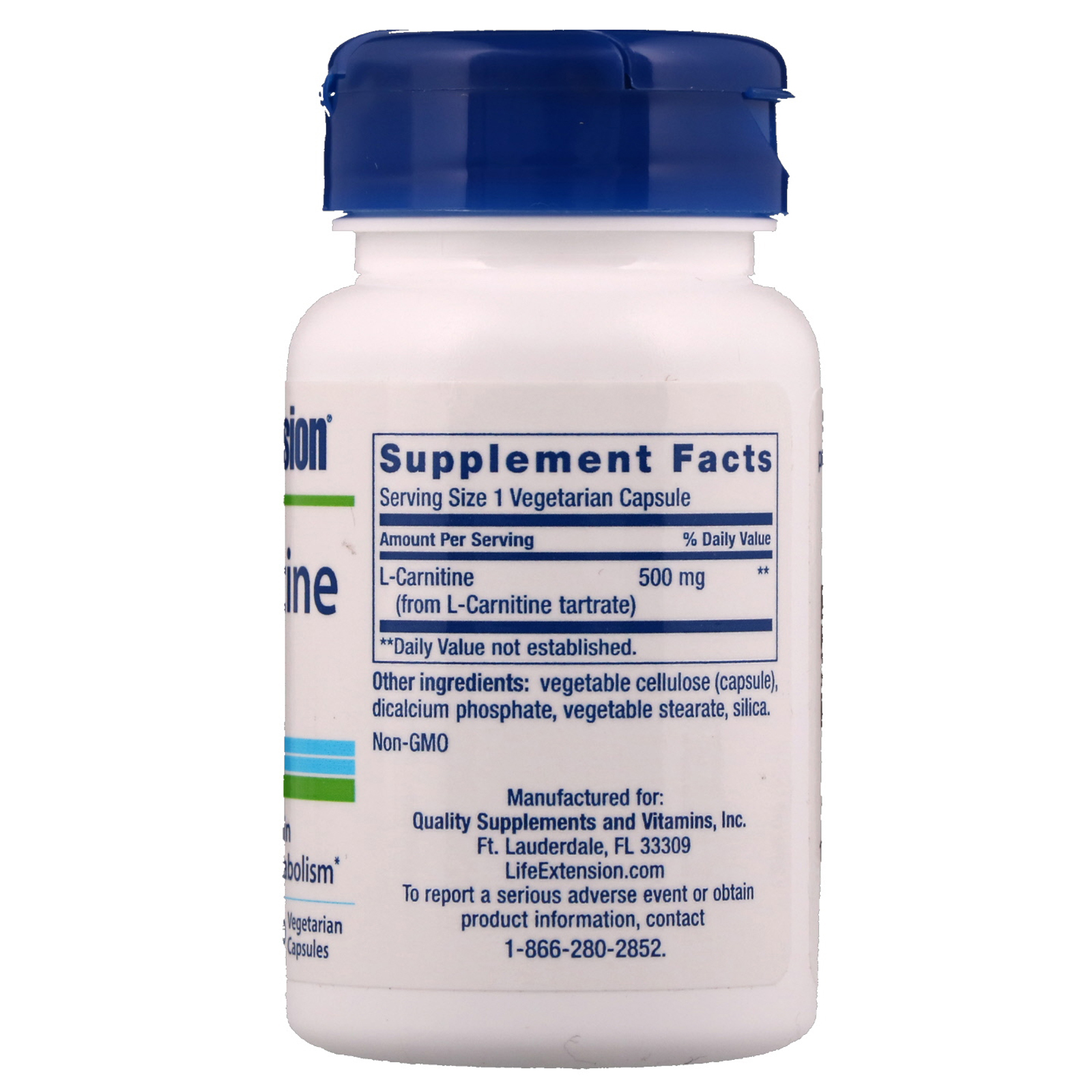 Life Extension, L-Carnitina, 500 mg, 30 Cápsulas Vegetais - Imagem 2