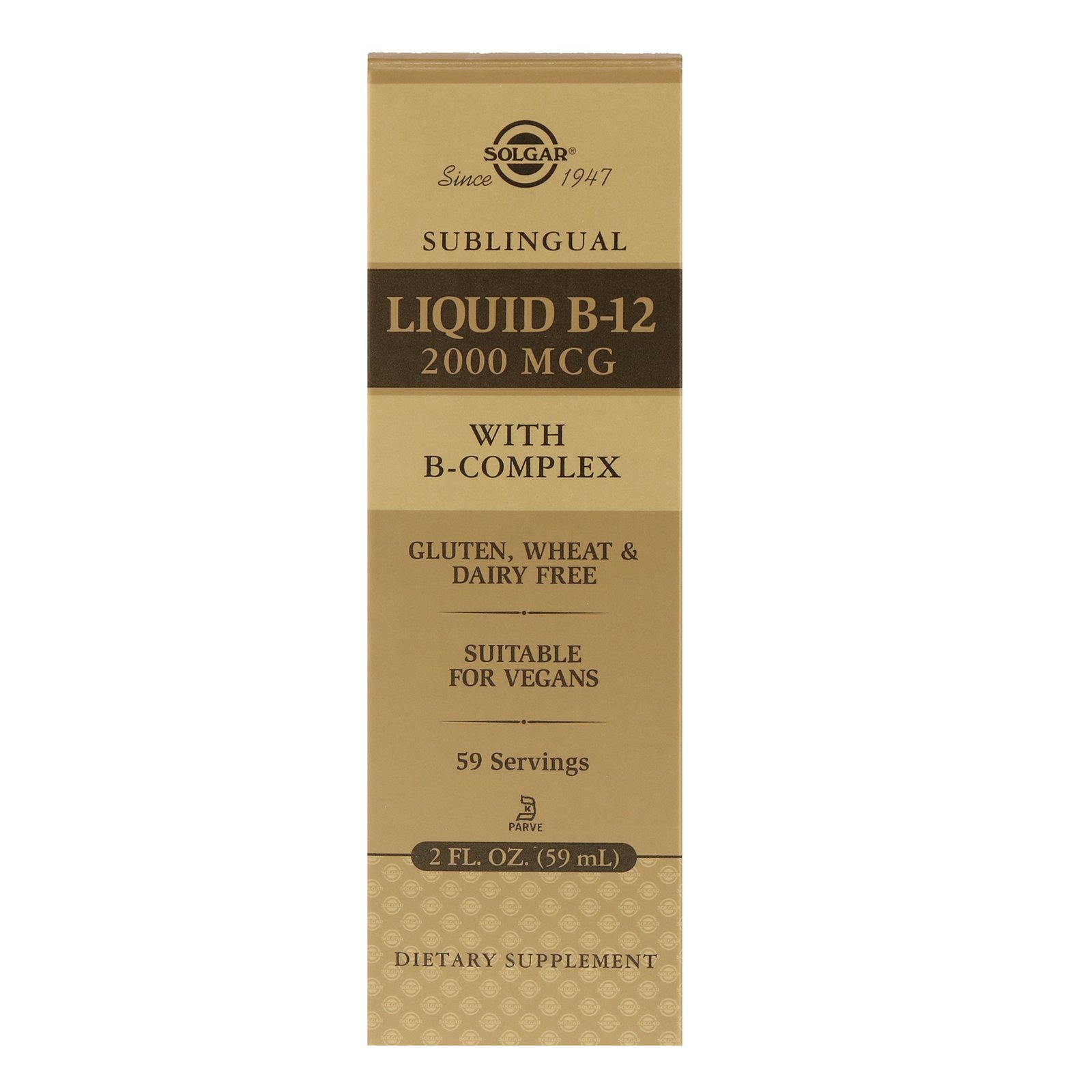 Solgar, Sublingual, Liquid B-12, 2.000 mcg, 59 ml (2 fl oz)