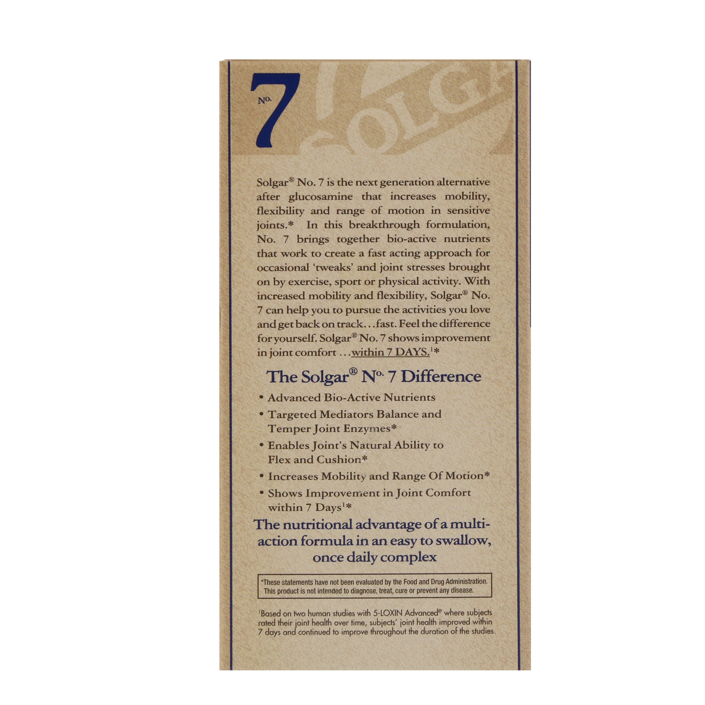 Solgar, No.7, Joint Support & Comfort, 60 Cápsulas Vegetais - Imagem 3