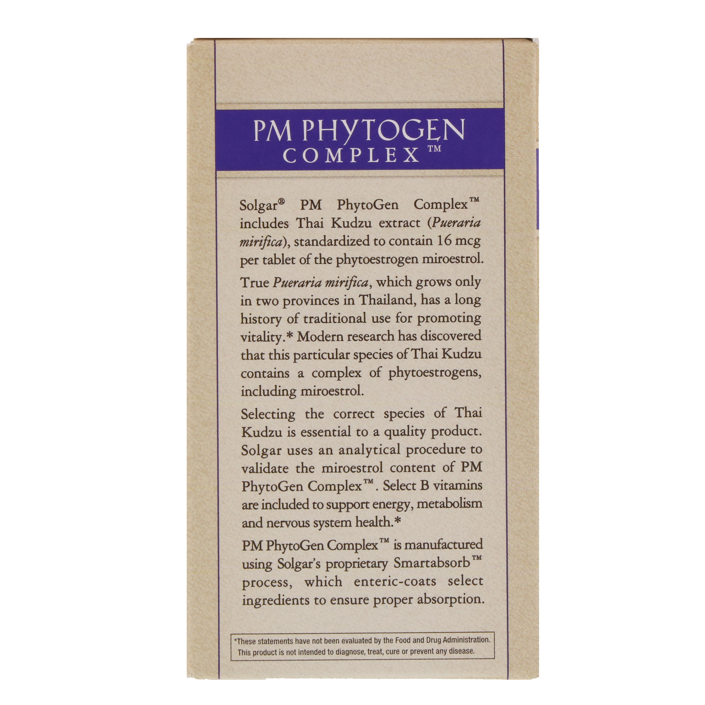 Solgar, Complexo PM PhytoGen, 60 comprimidos - Imagem 3