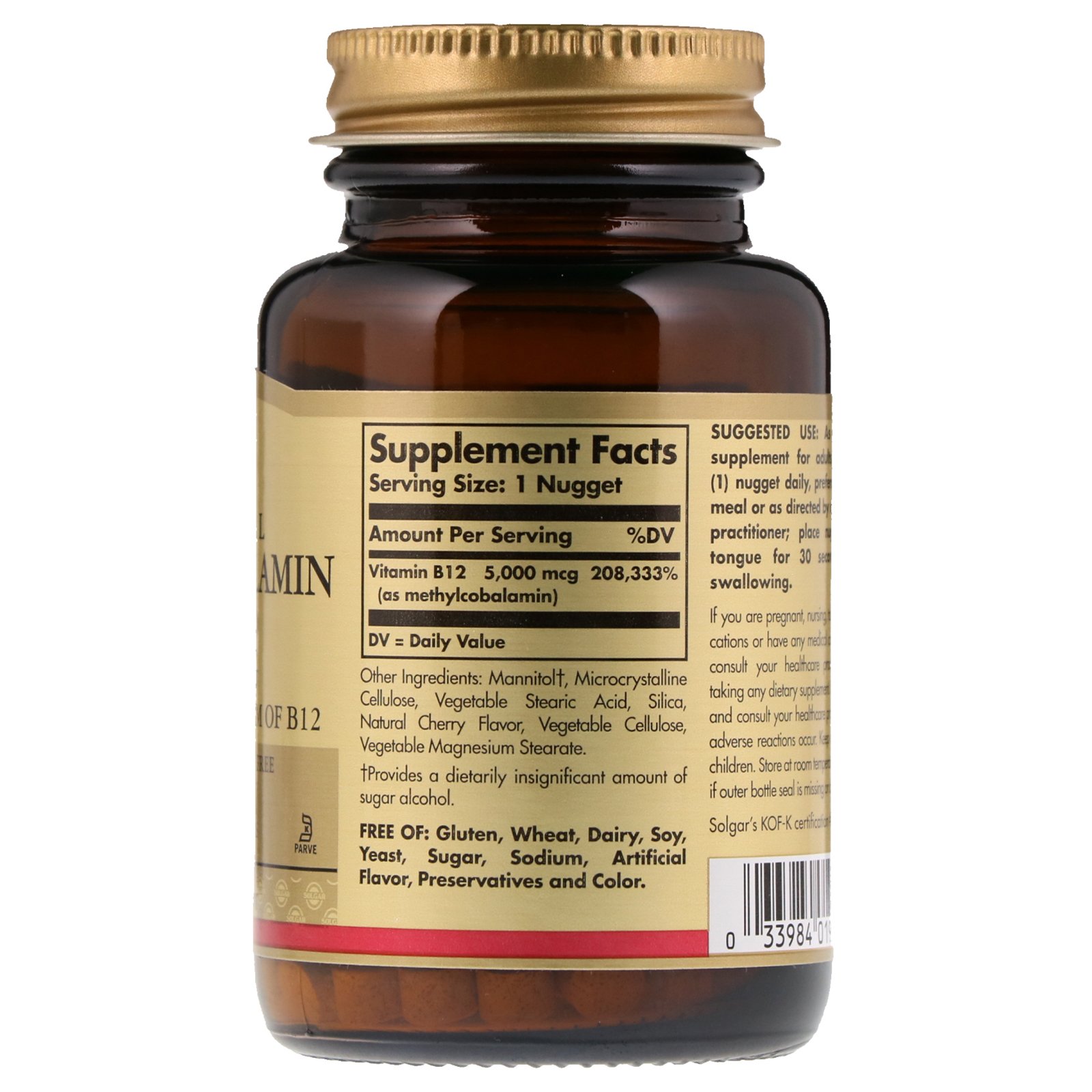 Solgar, Metilcobalamina Sublingual (vitamina B12), 5.000 mcg, 60 Pepitas - Imagem 2
