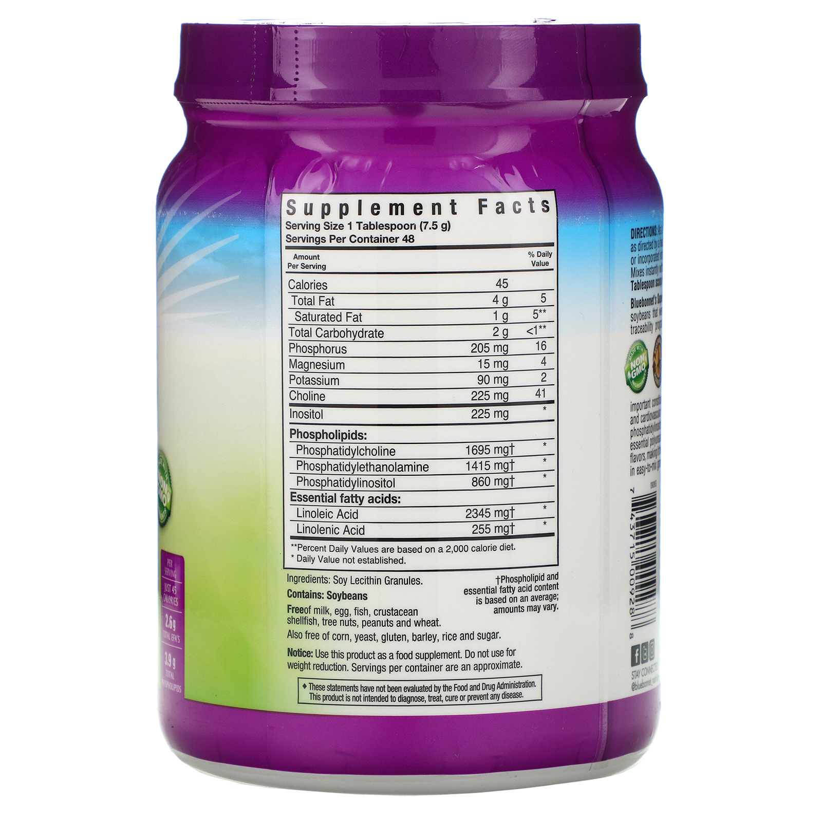 Bluebonnet Nutrition, Super Earth, Grânulos de Lecitina, 360 g (12,7 oz) - Imagem 2