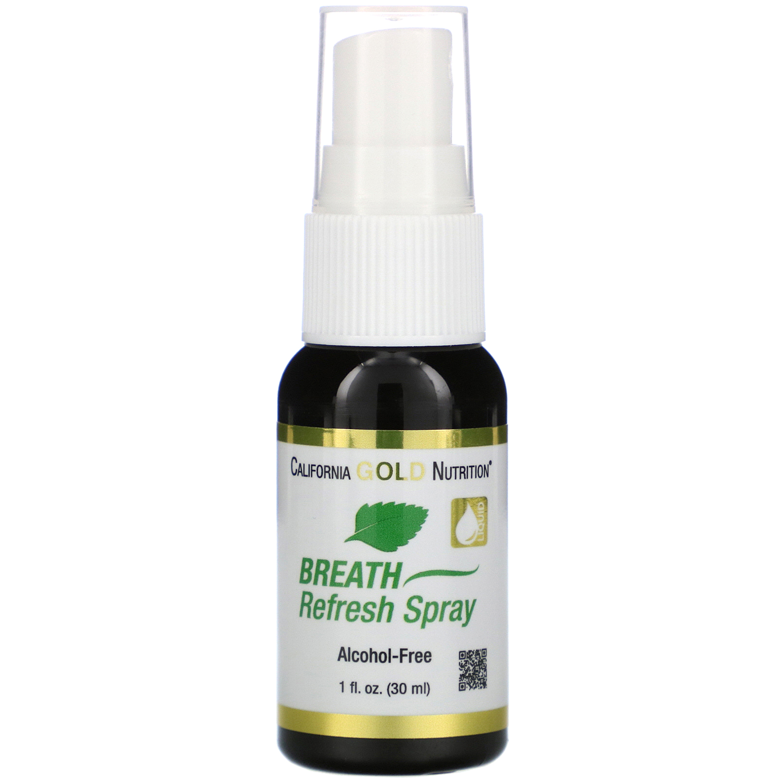 California Gold Nutrition, Spray Refrescante para o Hálito, Hortelã-pimenta Natural, Sem Álcool, 30 ml (1 fl oz)