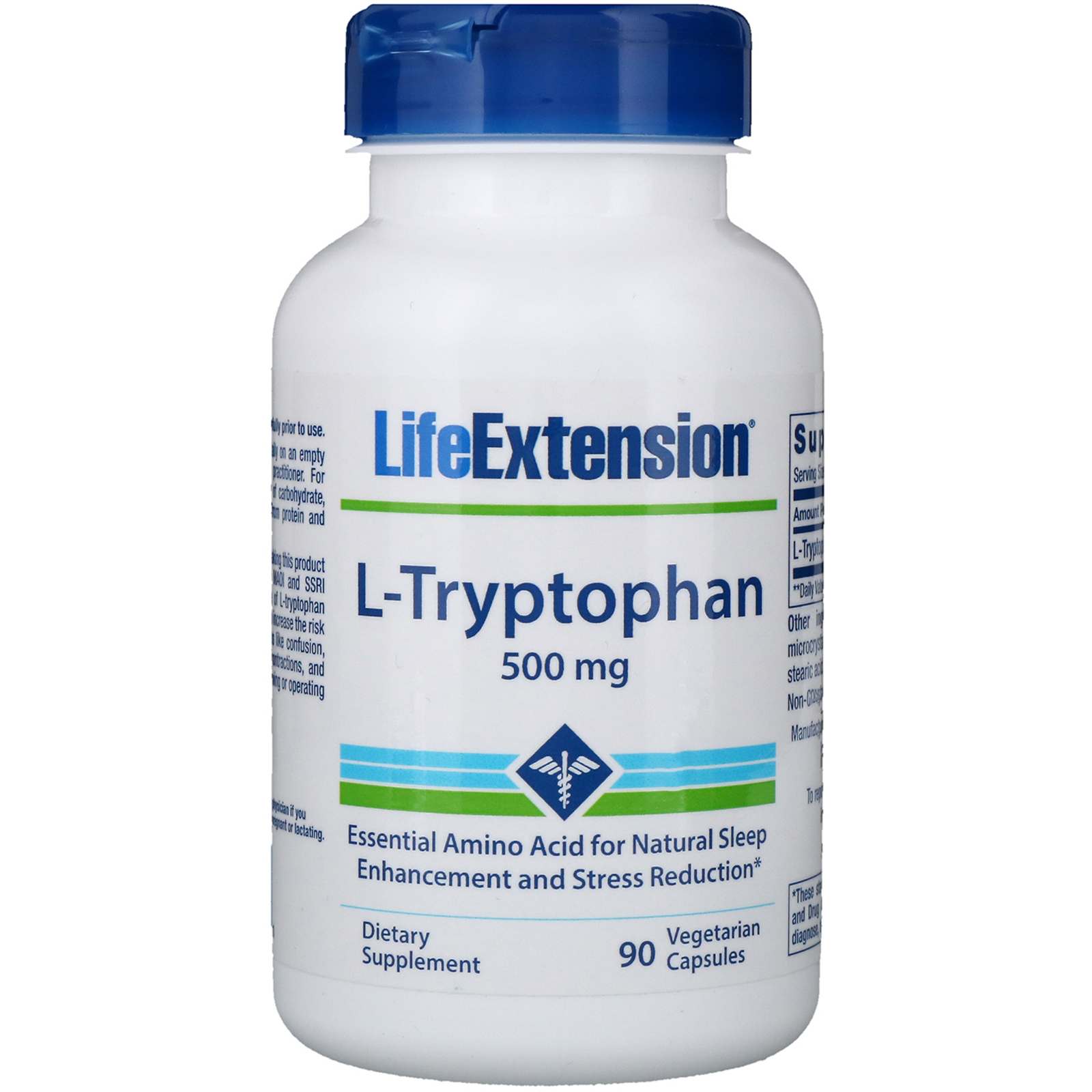 Life Extension, L-Triptofano, 500 mg, 90 Cápsulas Vegetais
