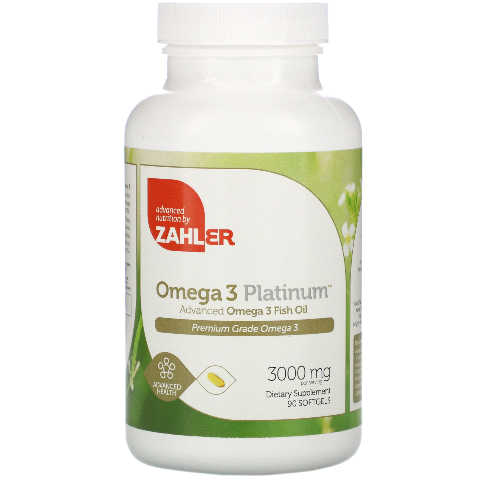 Zahler, Omega 3 Platinum, Advanced Omega 3 Fish Oil, 3,000 mg, 90 Softgels