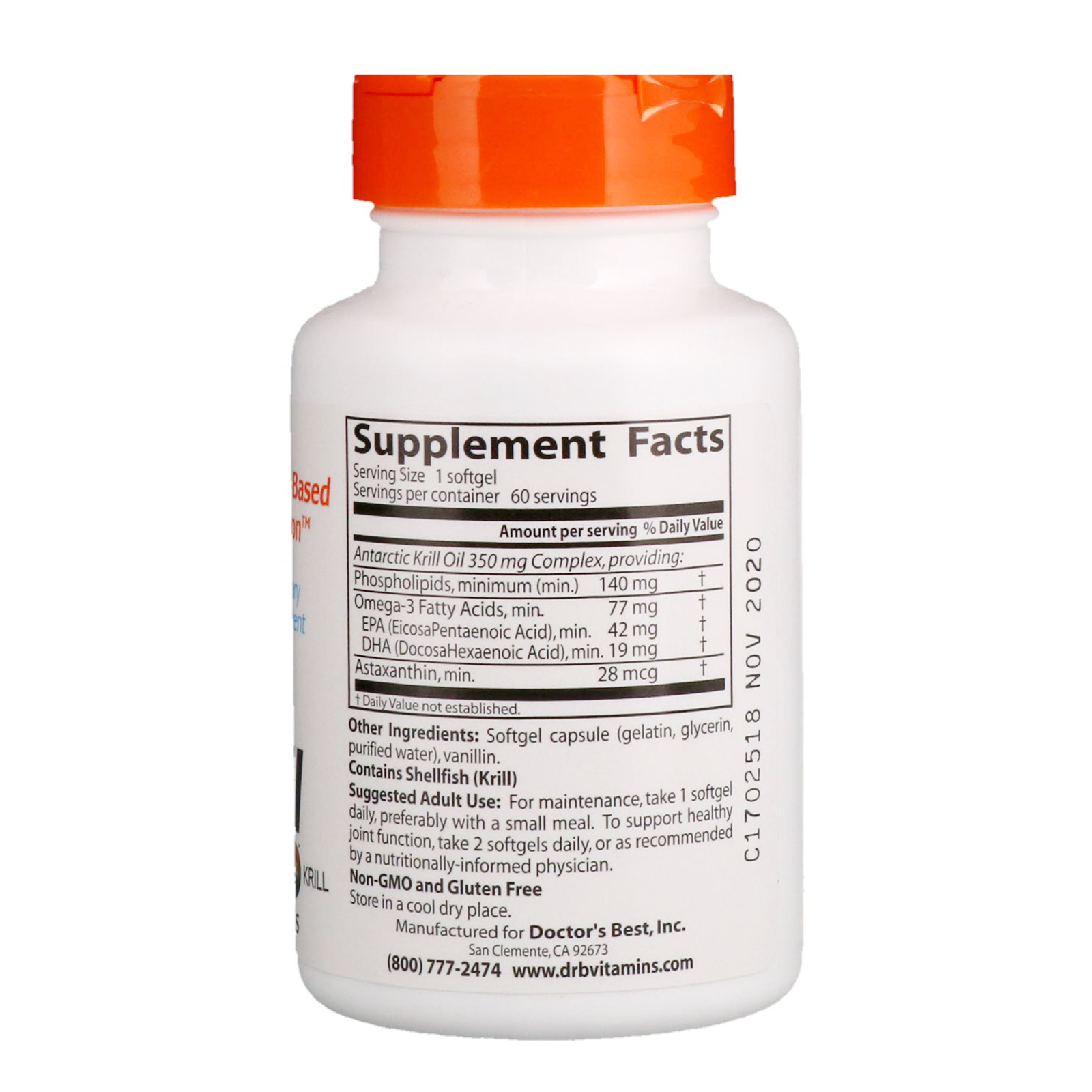 Doctor's Best, Krill Real, 350 mg, 60 Cápsulas de Gel - Imagem 2