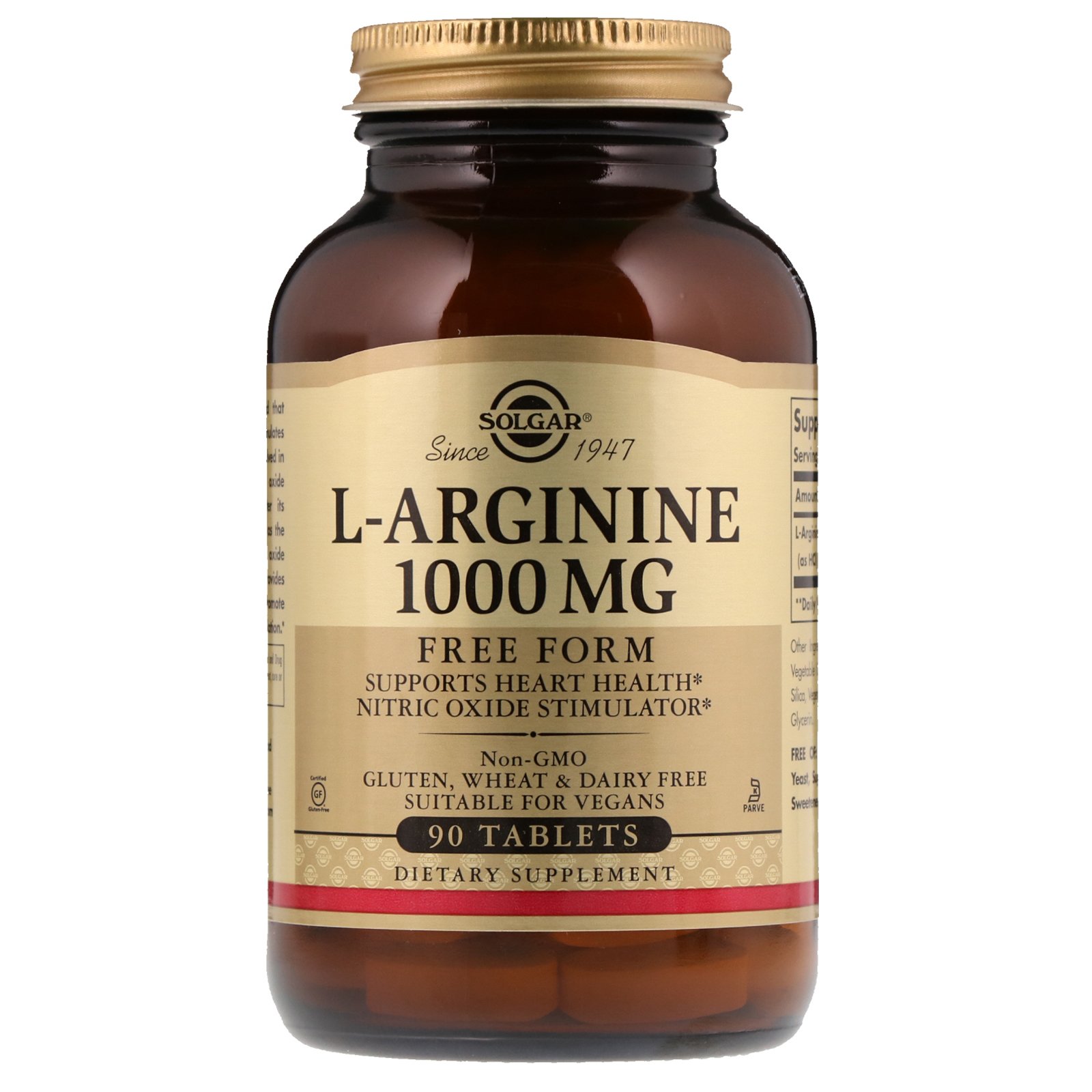 Solgar, L-arginina, 1000 mg, 90 Comprimidos