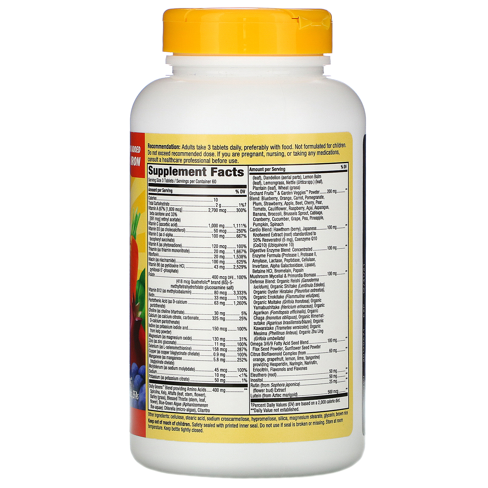Nature's Way, Alive! Max3 Daily, Multivitamínico, Sem Adição de Ferro, 180 Comprimidos - Imagem 2