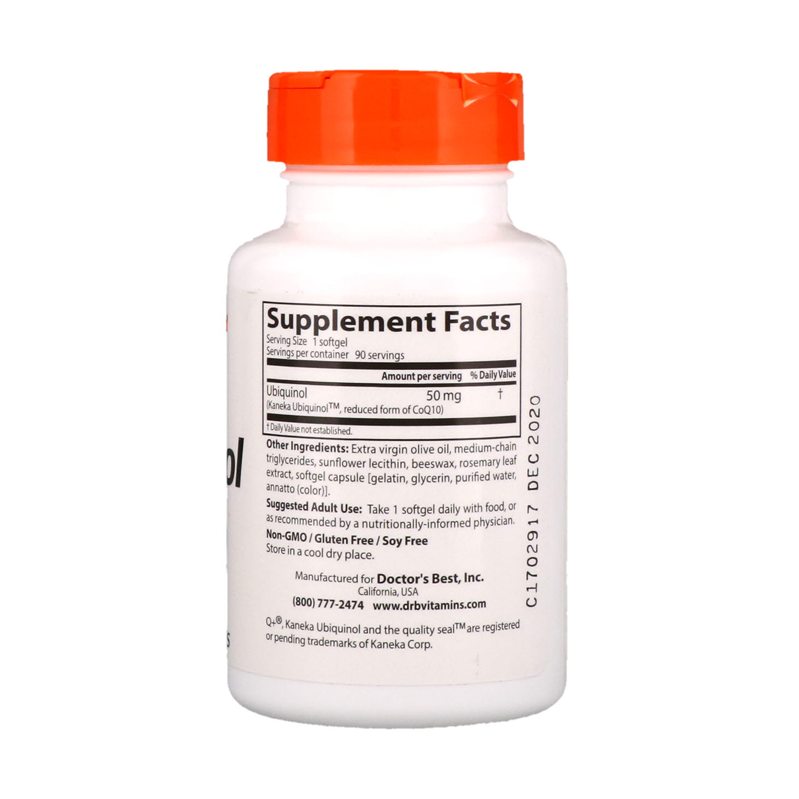 Doctor's Best, Ubiquinol com Kaneka, 50 mg, 90 Softgels - Imagem 2