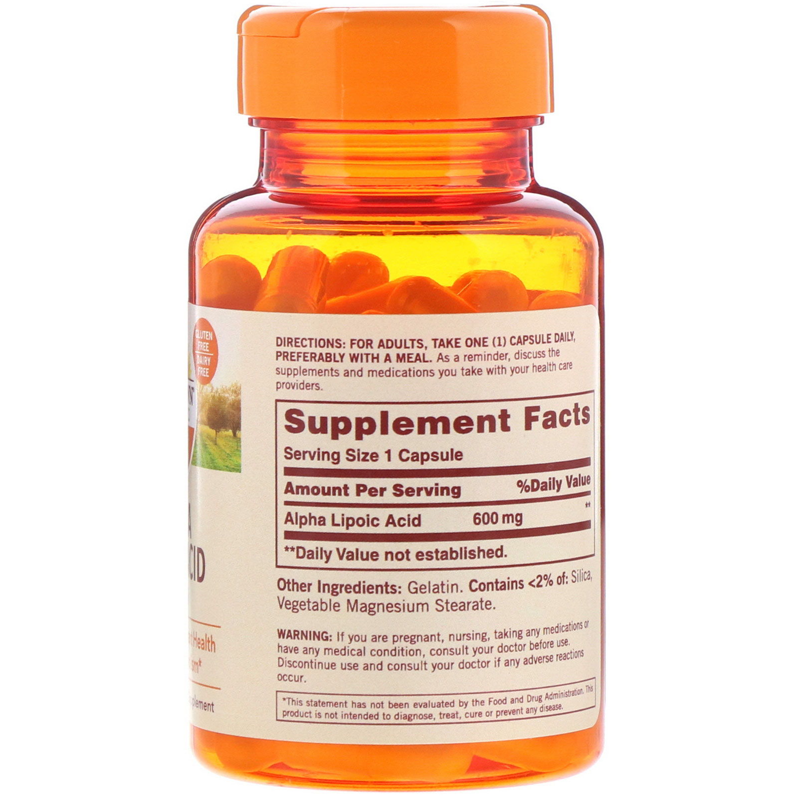 Sundown Naturals, Ácido Alfalipoico, 600 mg, 60 Cápsulas - Imagem 2