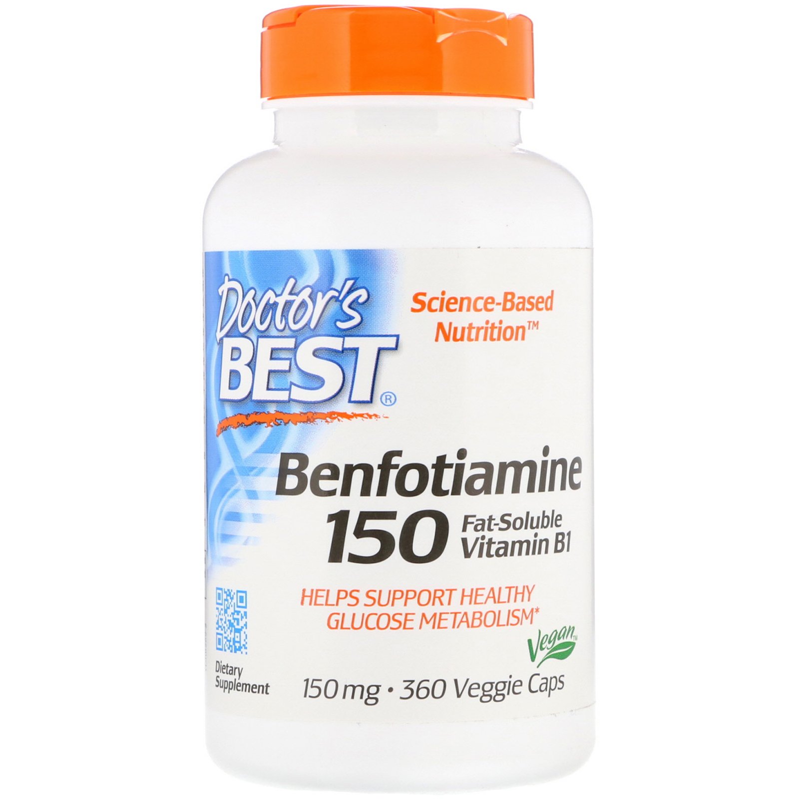 Doctor's Best, Benfotiamina, 150 mg, 360 Cápsulas Vegetais