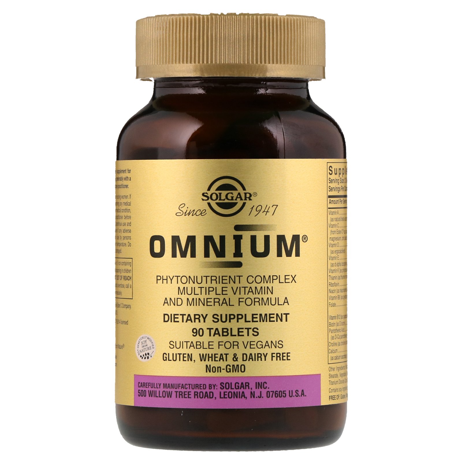 Solgar, Omnium, Complexo Fitonutriente, Fórmula Múltipla de Vitaminas e Minerais, 90 Comprimidos