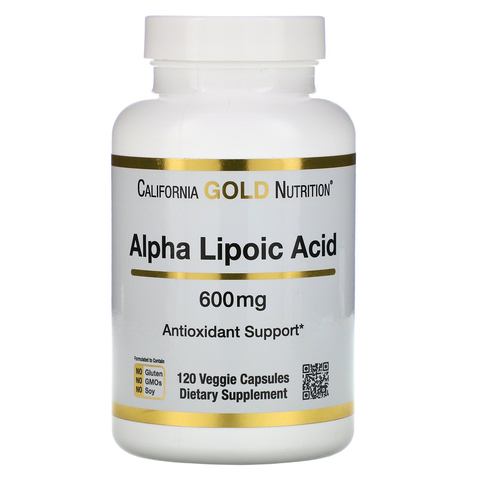 California Gold Nutrition, Ácido Alfalipoico, 600 mg, 120 Cápsulas Vegetais