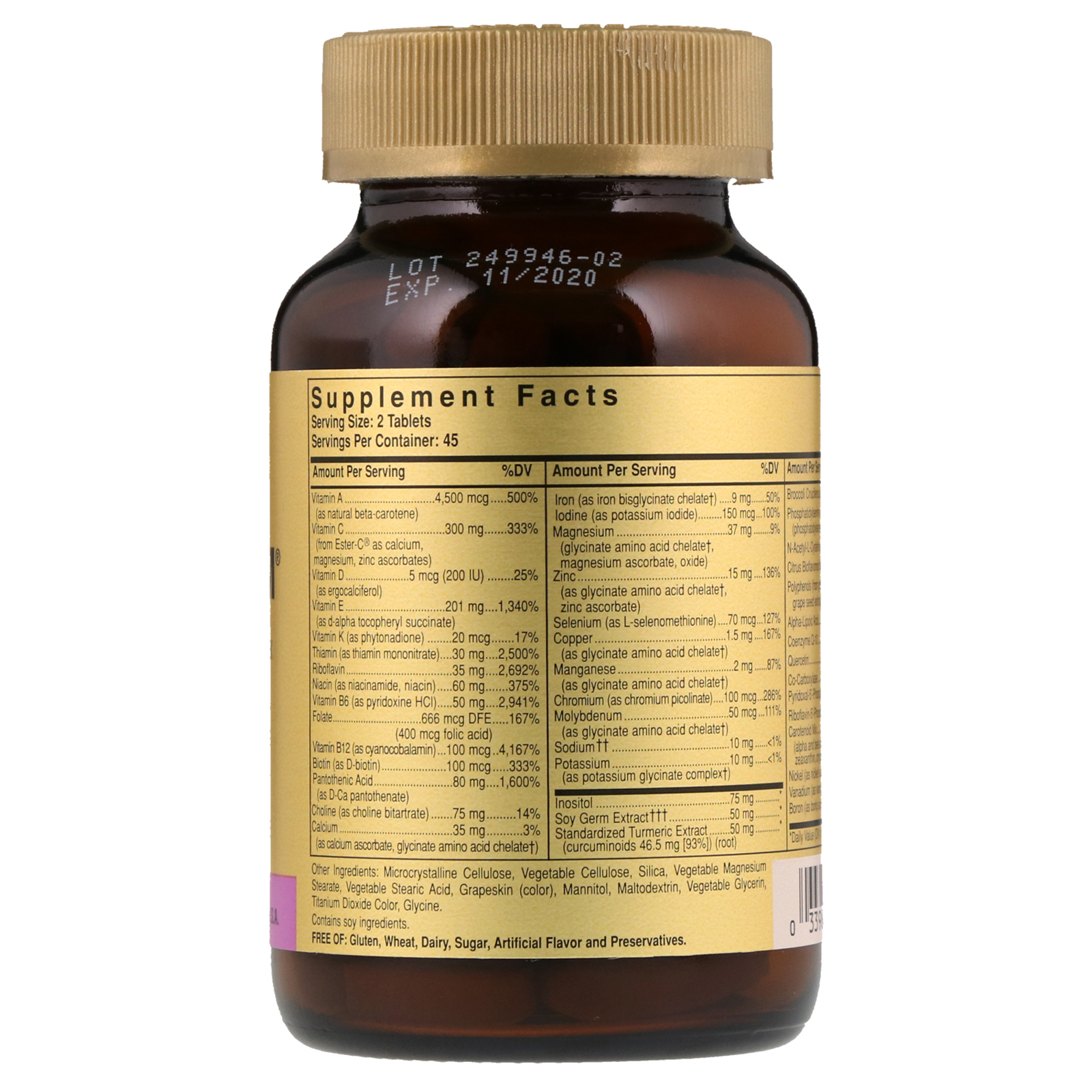 Solgar, Omnium, Complexo Fitonutriente, Fórmula Múltipla de Vitaminas e Minerais, 90 Comprimidos - Imagem 2