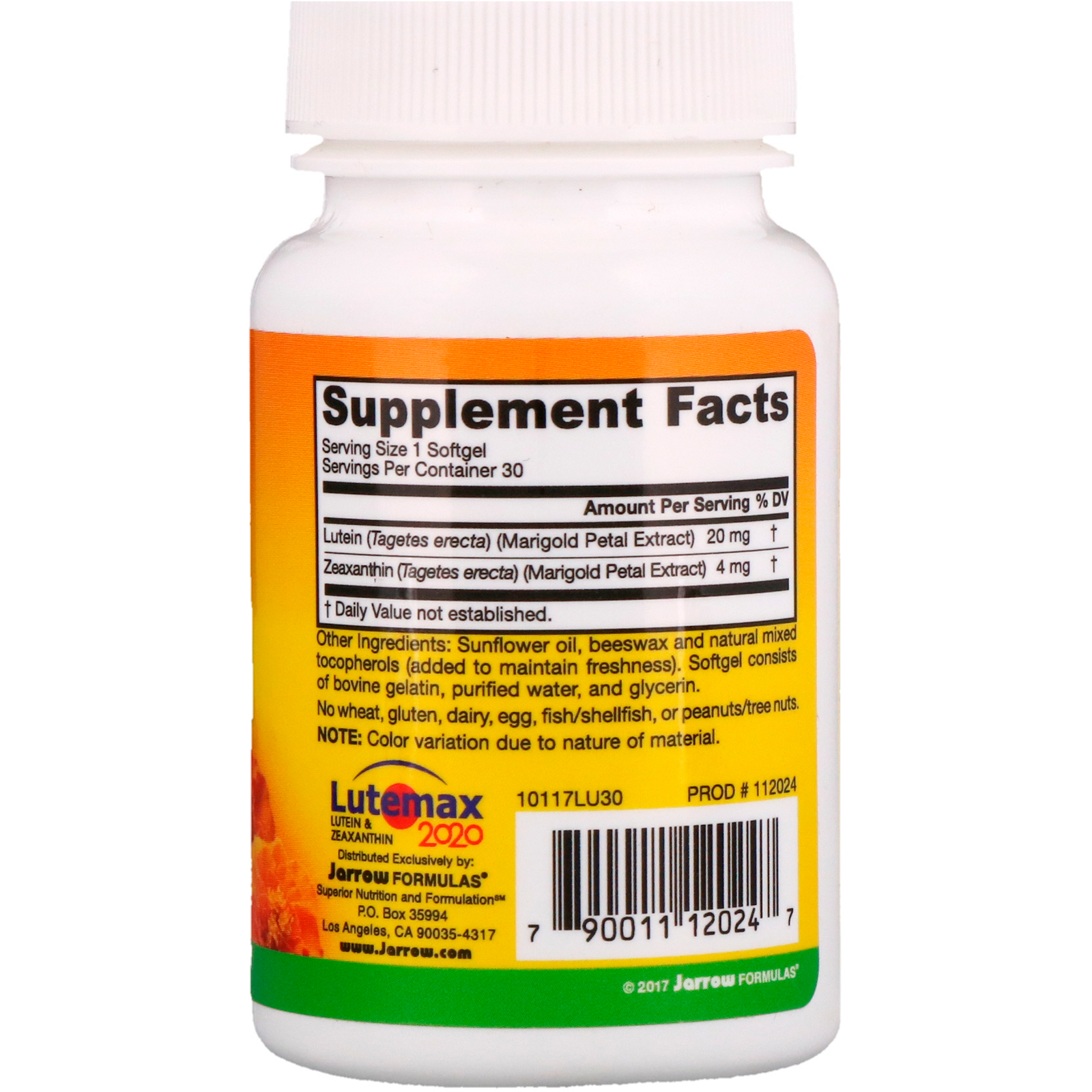 Jarrow Formulas, Luteína, 20 mg, 30 Cápsula Gelatinosas - Imagem 2