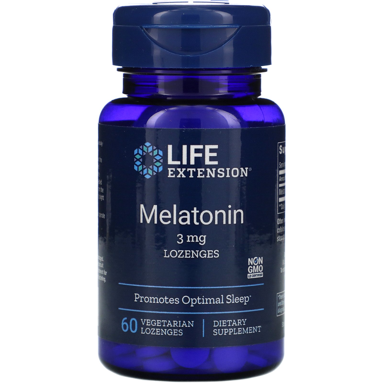 Life Extension, Melatonina, 3 mg, 60 Pastilhas Vegetarianas