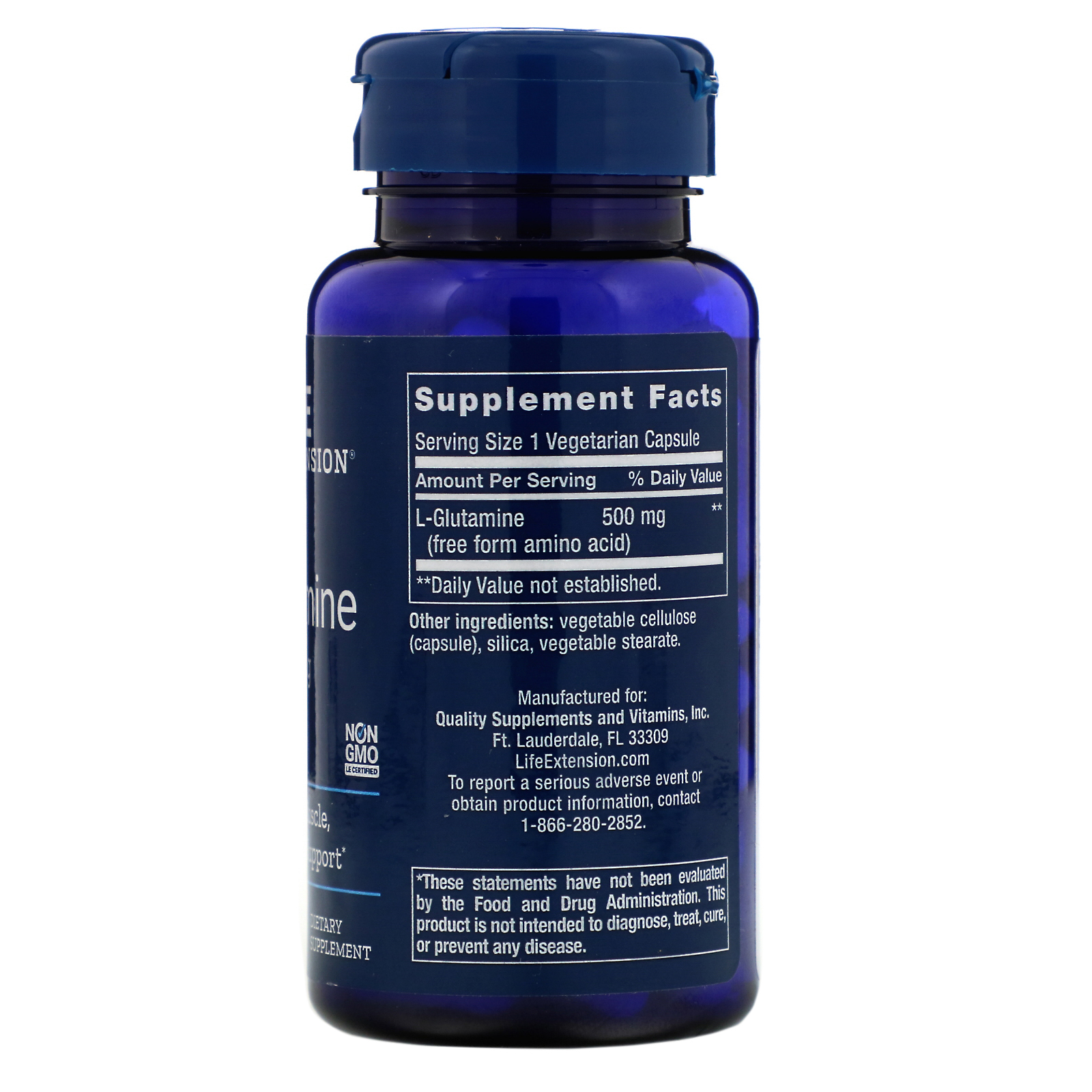 Life Extension, L-Glutamina, 500 mg, 100 Cápsulas Vegetais - Imagem 2