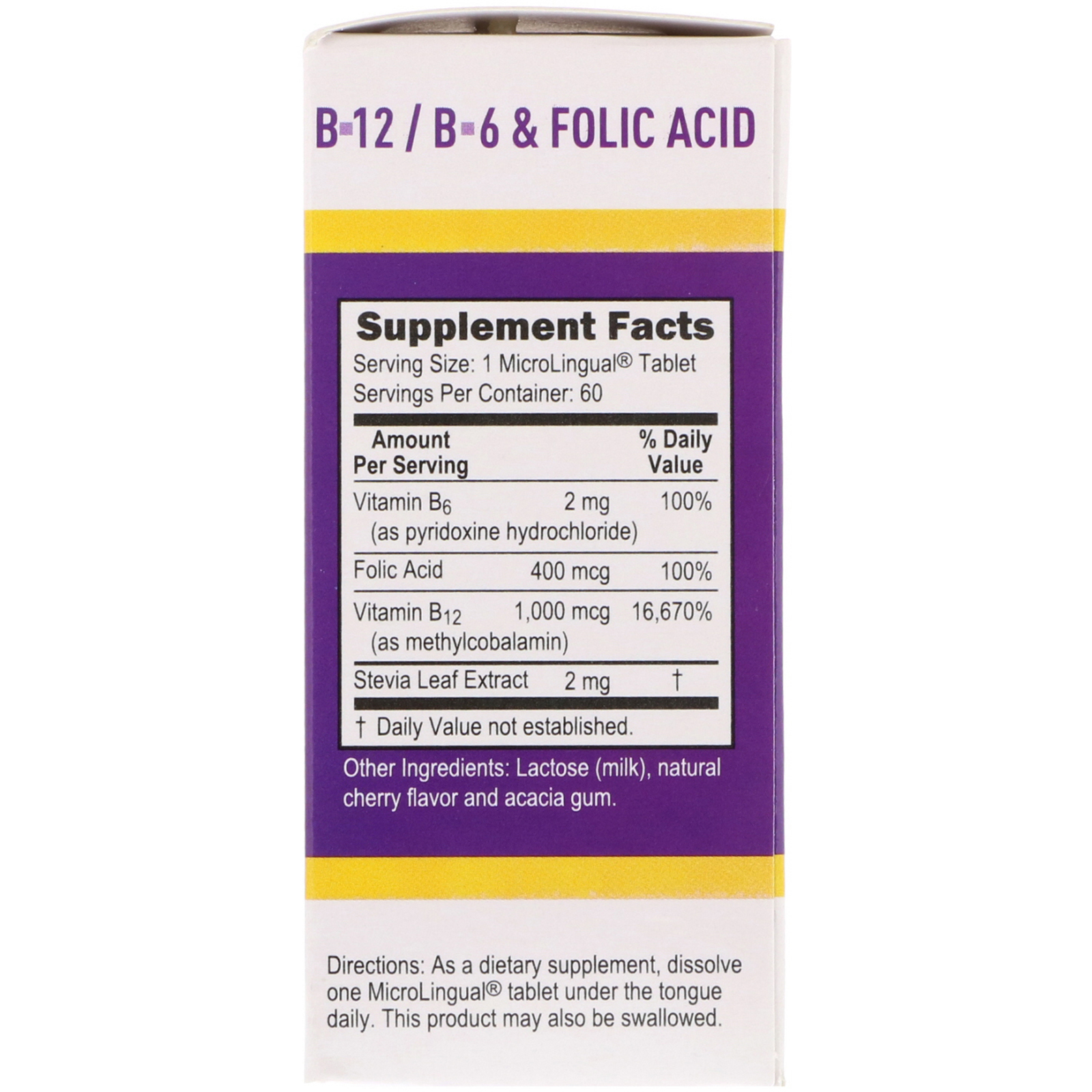 Superior Source, Methylcobalamin B-12, B-6 & Folic Acid, 1,000 mg/400 mg, 60 Tablets - Imagem 2