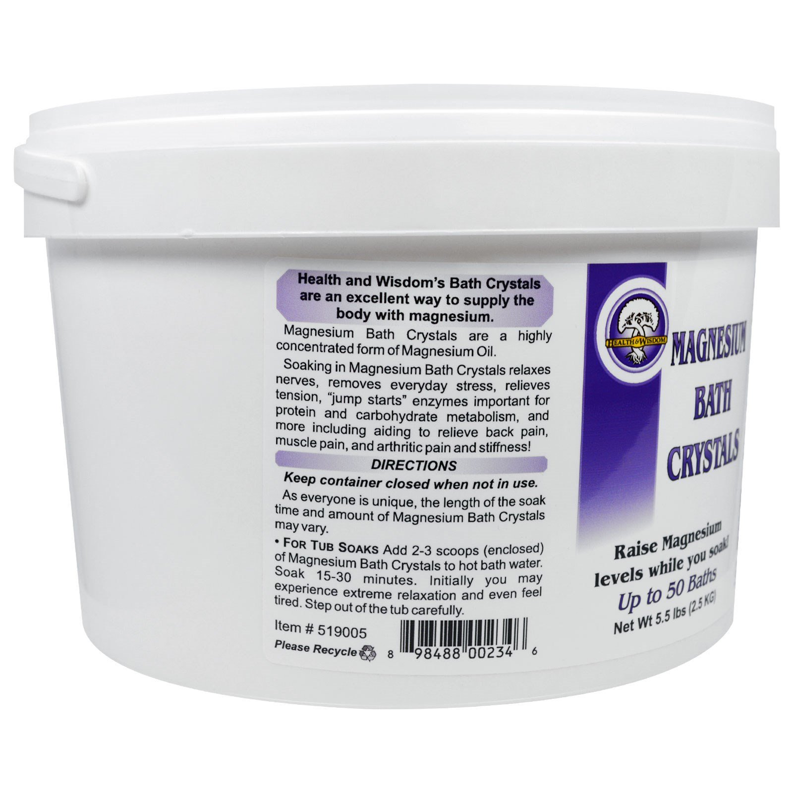 Health and Wisdom, Cristais de Banho de Magnésio, 5.5 lbs (2,5 kg) - Imagem 2