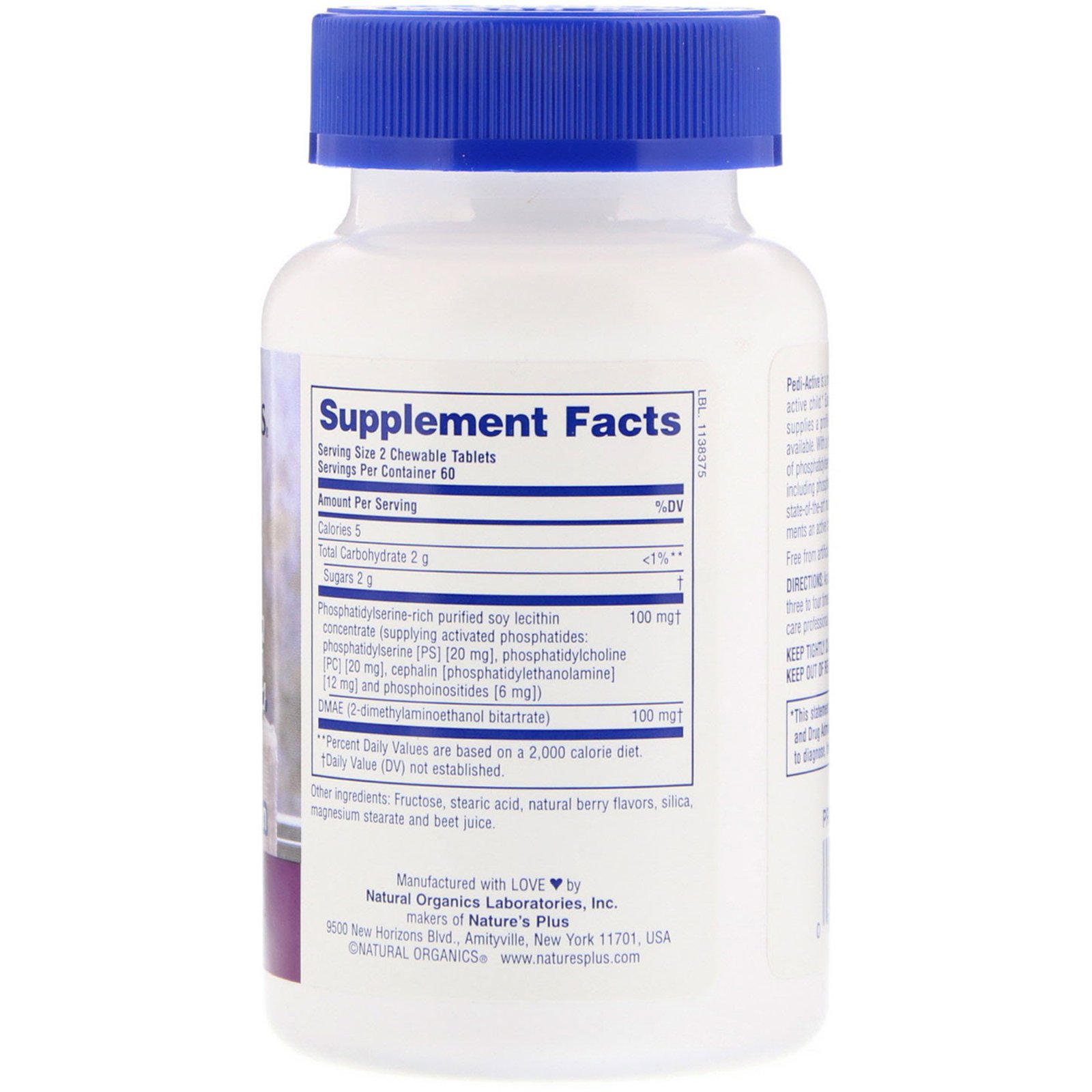 Nature's Plus, Pedi-Active, Suplemento para Crianças Ativas, Sabor Misto de Frutas, 120 Comprimidos Mastigáveis - Imagem 2