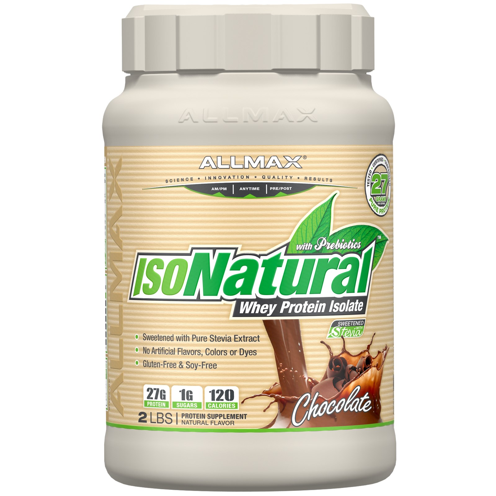 ALLMAX Nutrition, IsoNatural, Isolato 100% Ultrapuro de Proteína Whey Natural, Chocolate, 2 lbs (907 g)