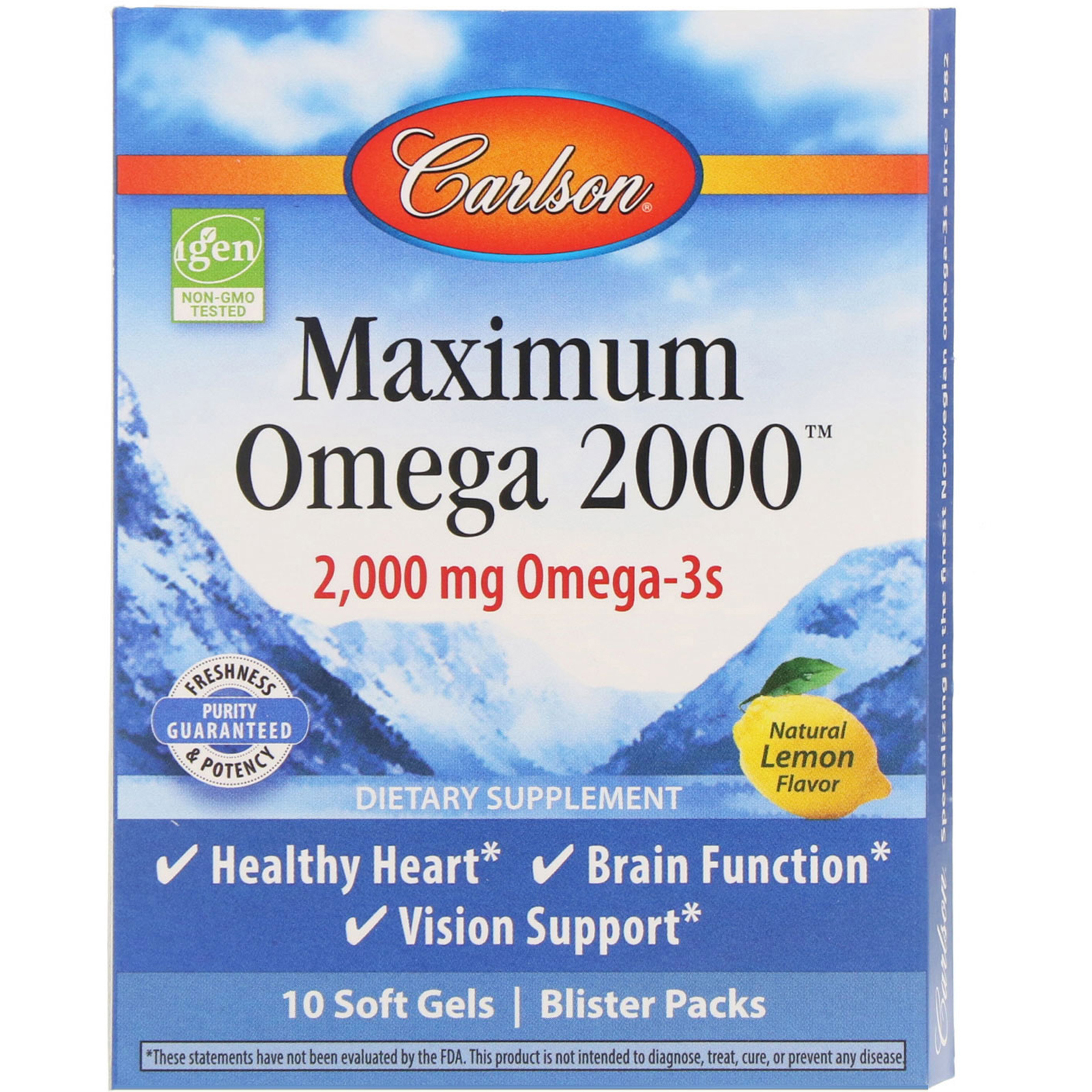 Carlson Labs, Maximum Omega 2000, Natural Lemon Flavor, 2,000 mg, 10 Pack, 10 Soft Gels Each - Imagem 4