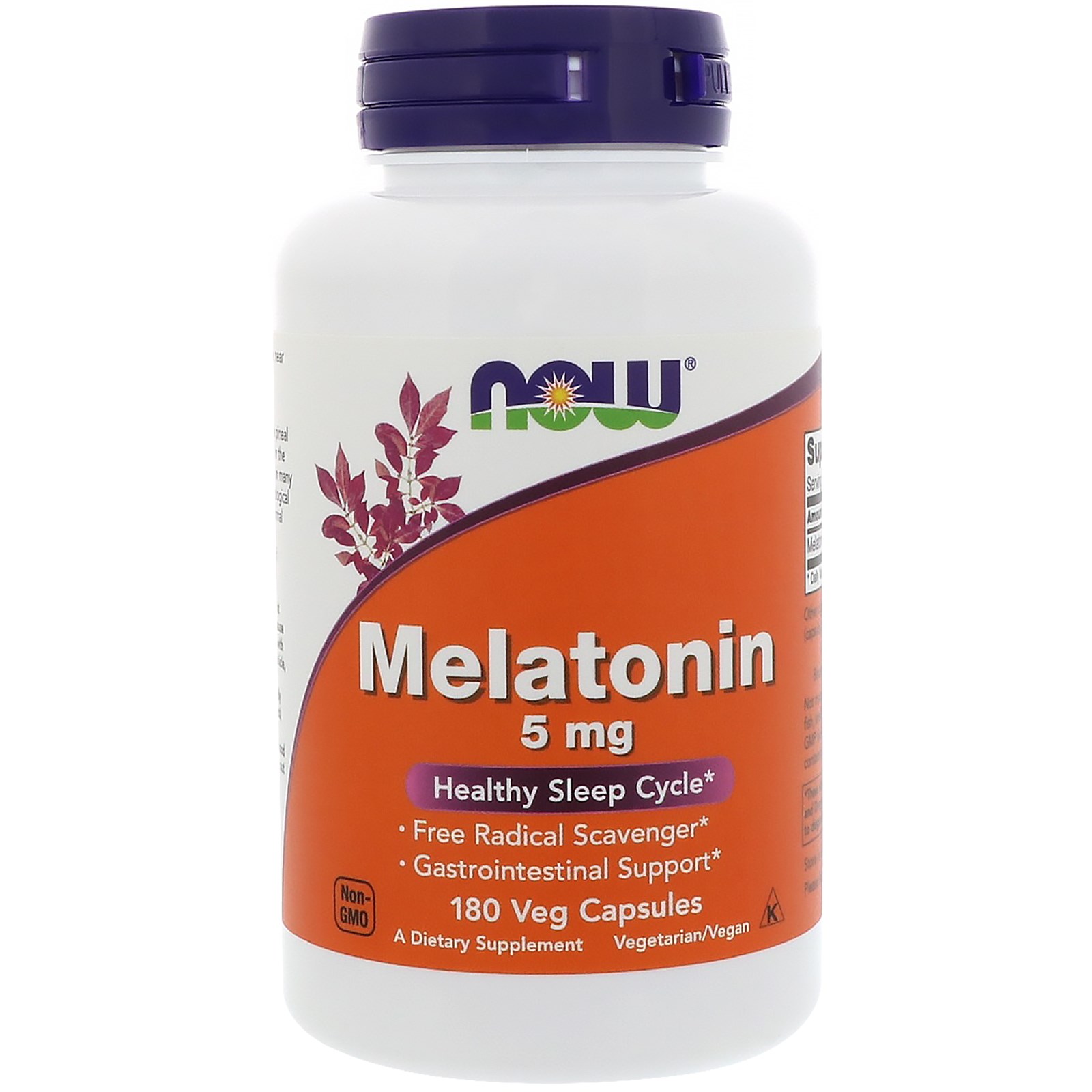 Now Foods, Melatonina, 5 mg, 180 Cápsulas Vegetais