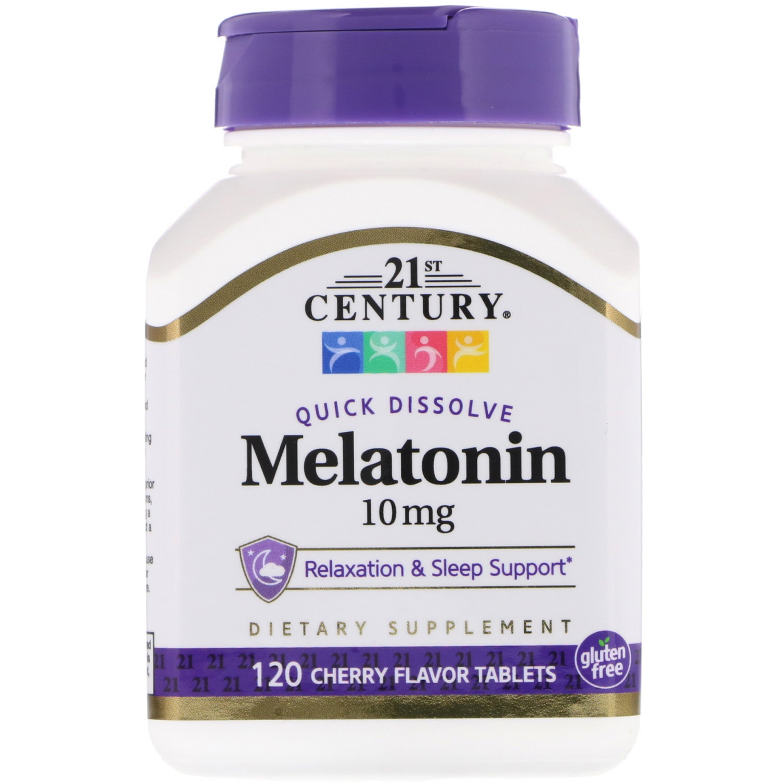 21st Century, Melatonina, Sabor Cereja, 10 mg, 120 Comprimidos de Dissolução Rápida