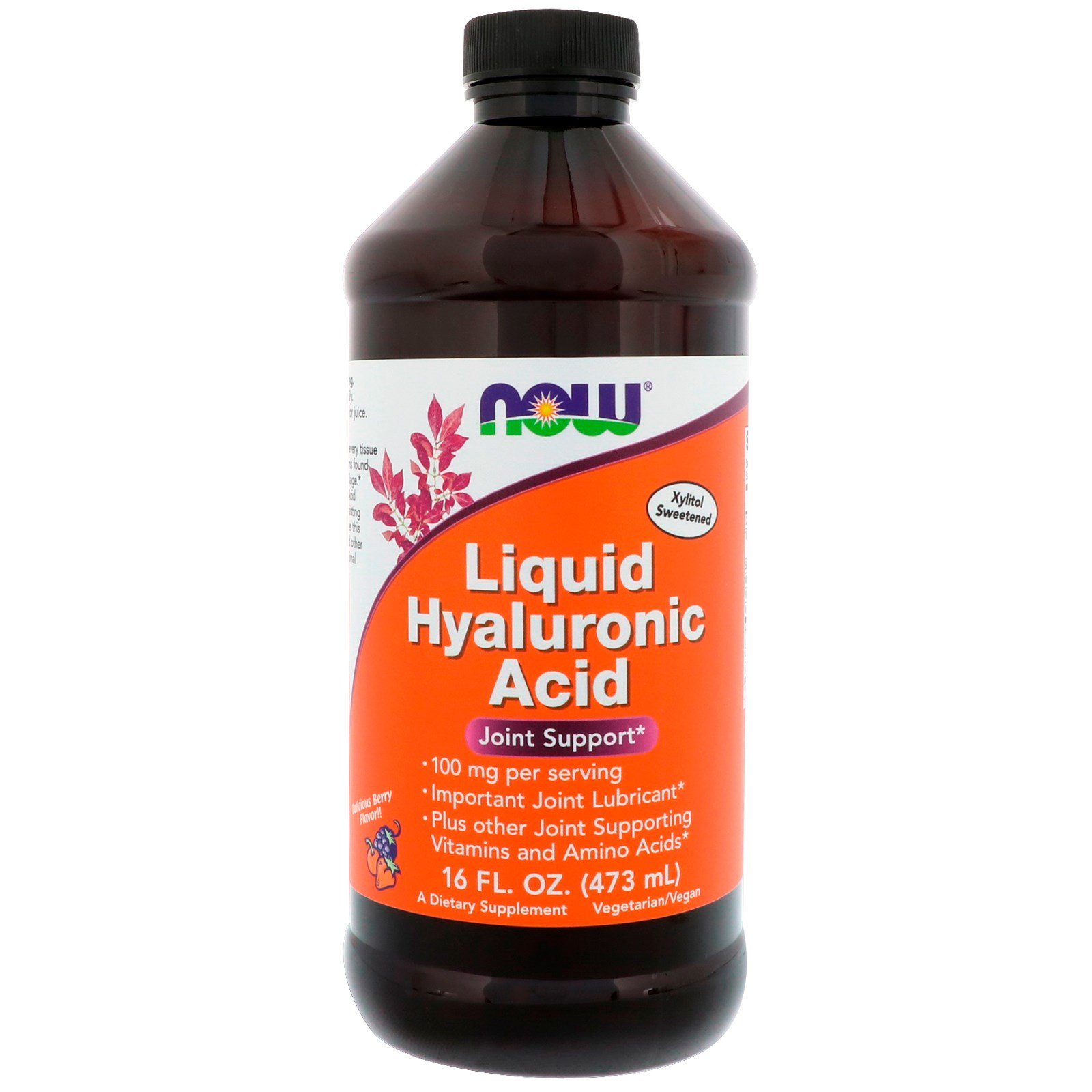 Now Foods, Liquid Hyaluronic Acid, Sabor de Baga, 100 mg, 473 ml (16 fl oz)