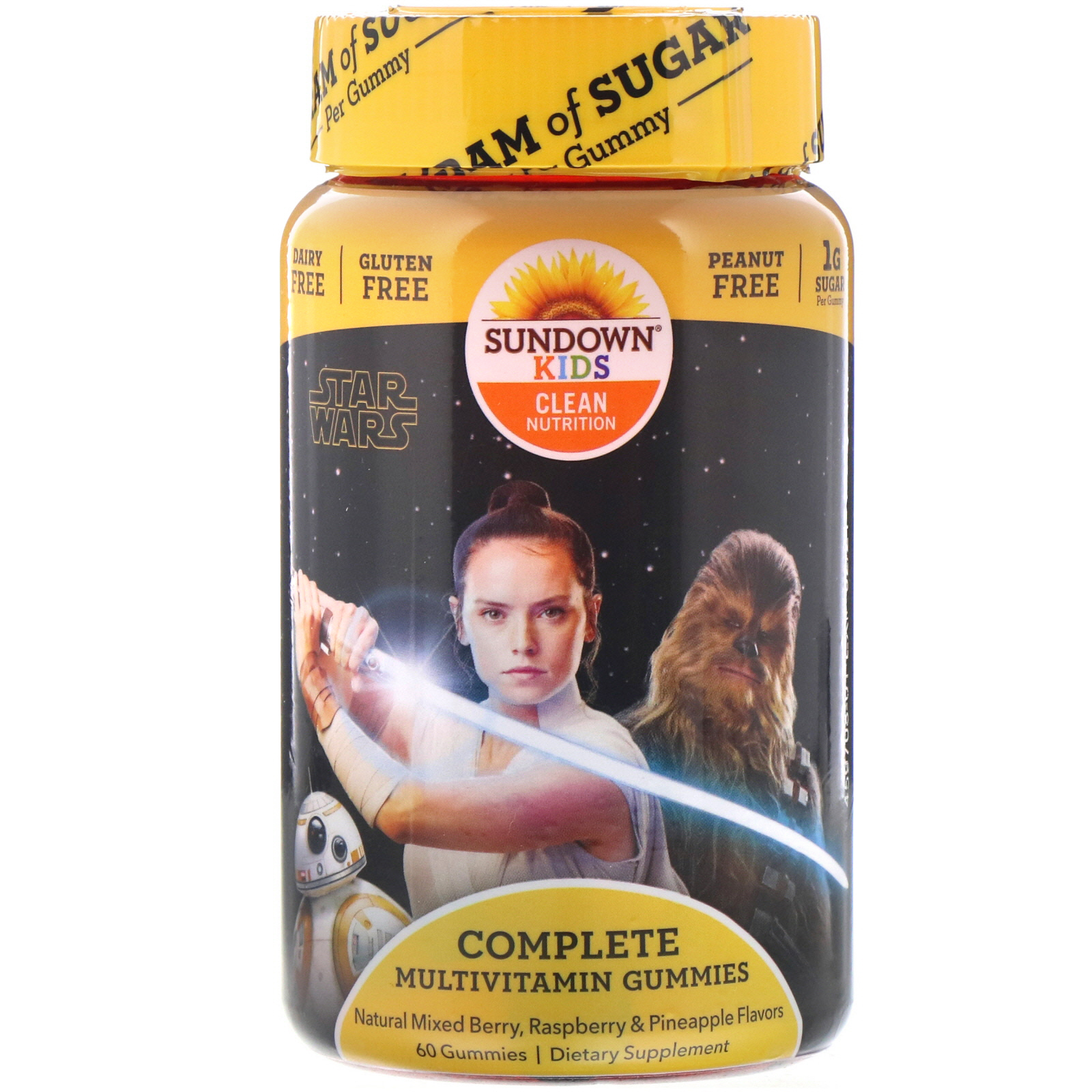 Sundown Naturals Kids, Gomas Multivitamínicas Completas, Star Wars da Disney, Bagas Mistas, Framboesa e Abacaxi, 60 Gomas