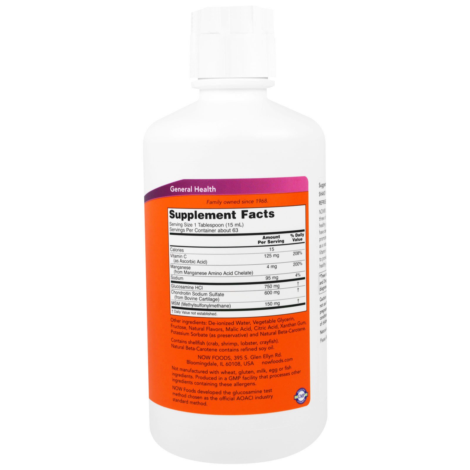 Now Foods, Glucosamina e Condroitina Líquidas, com MSM, Cítrico, 946 ml (32 fl oz) - Imagem 2