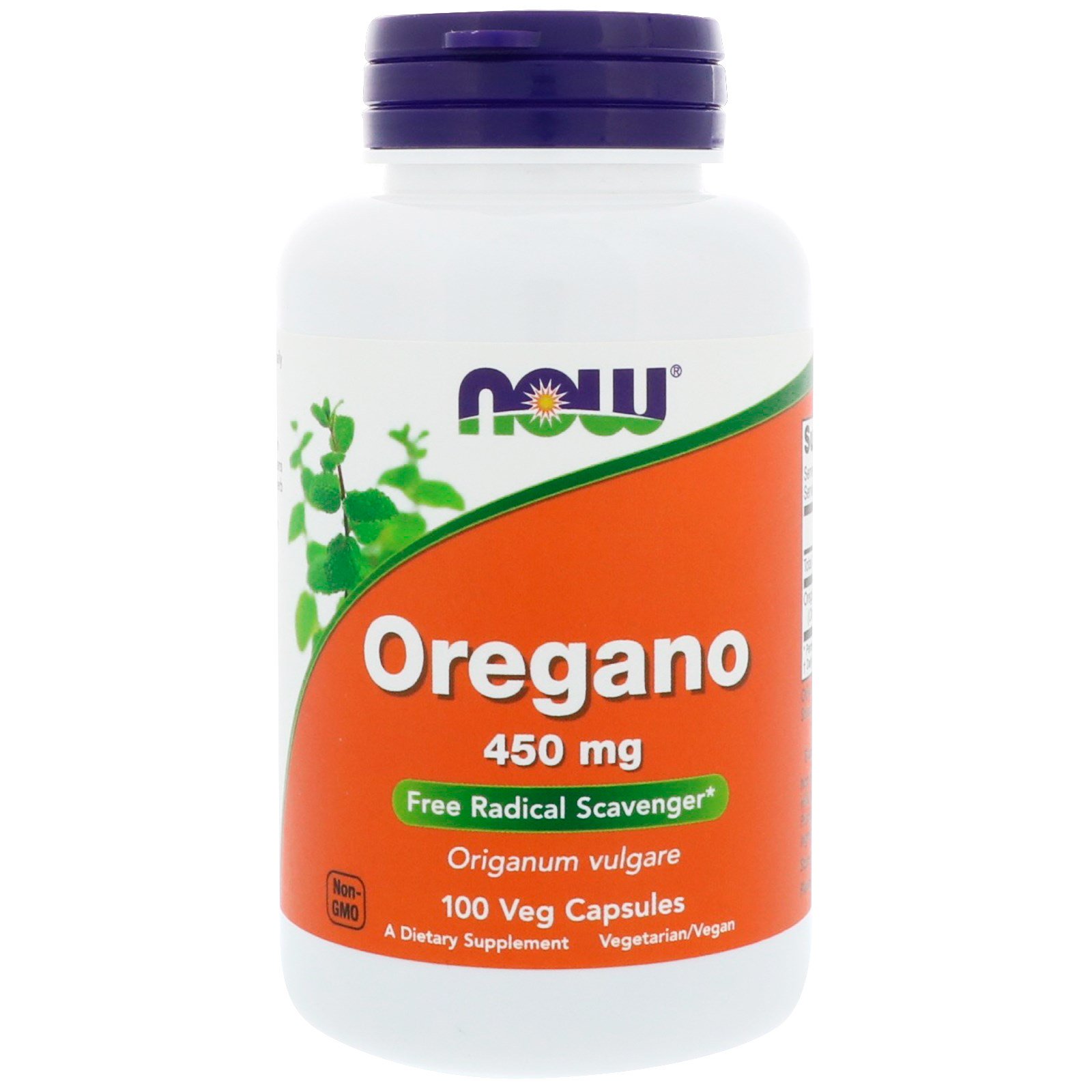 Now Foods, Orégano, 450 mg, 100 Cápsulas vegetarianas