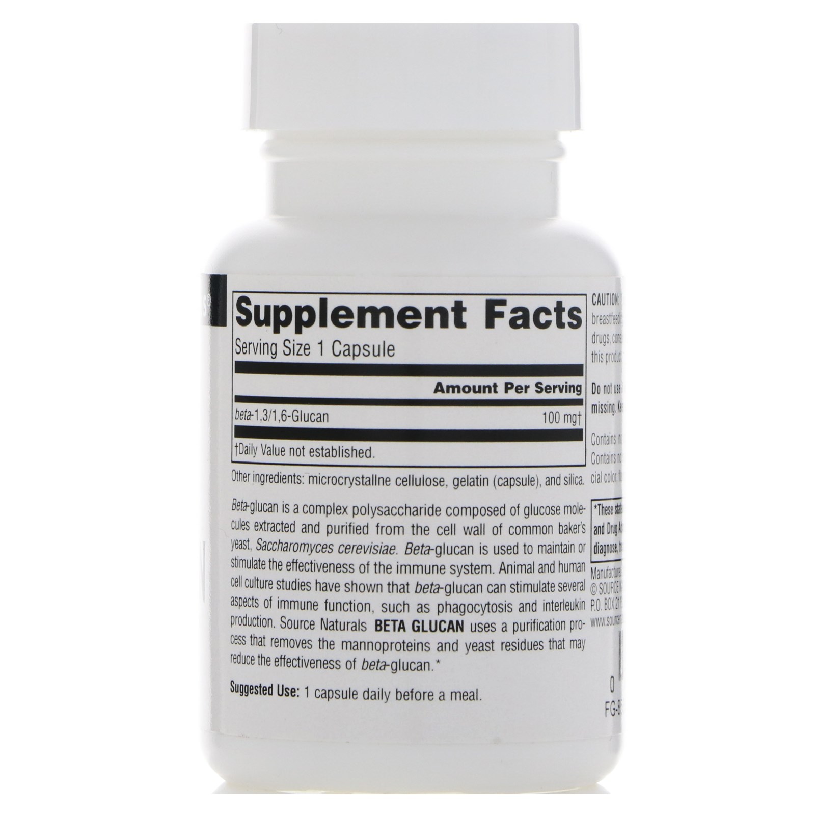 Source Naturals, Beta-Glucano, 100 mg, 30 Cápsulas - Imagem 2