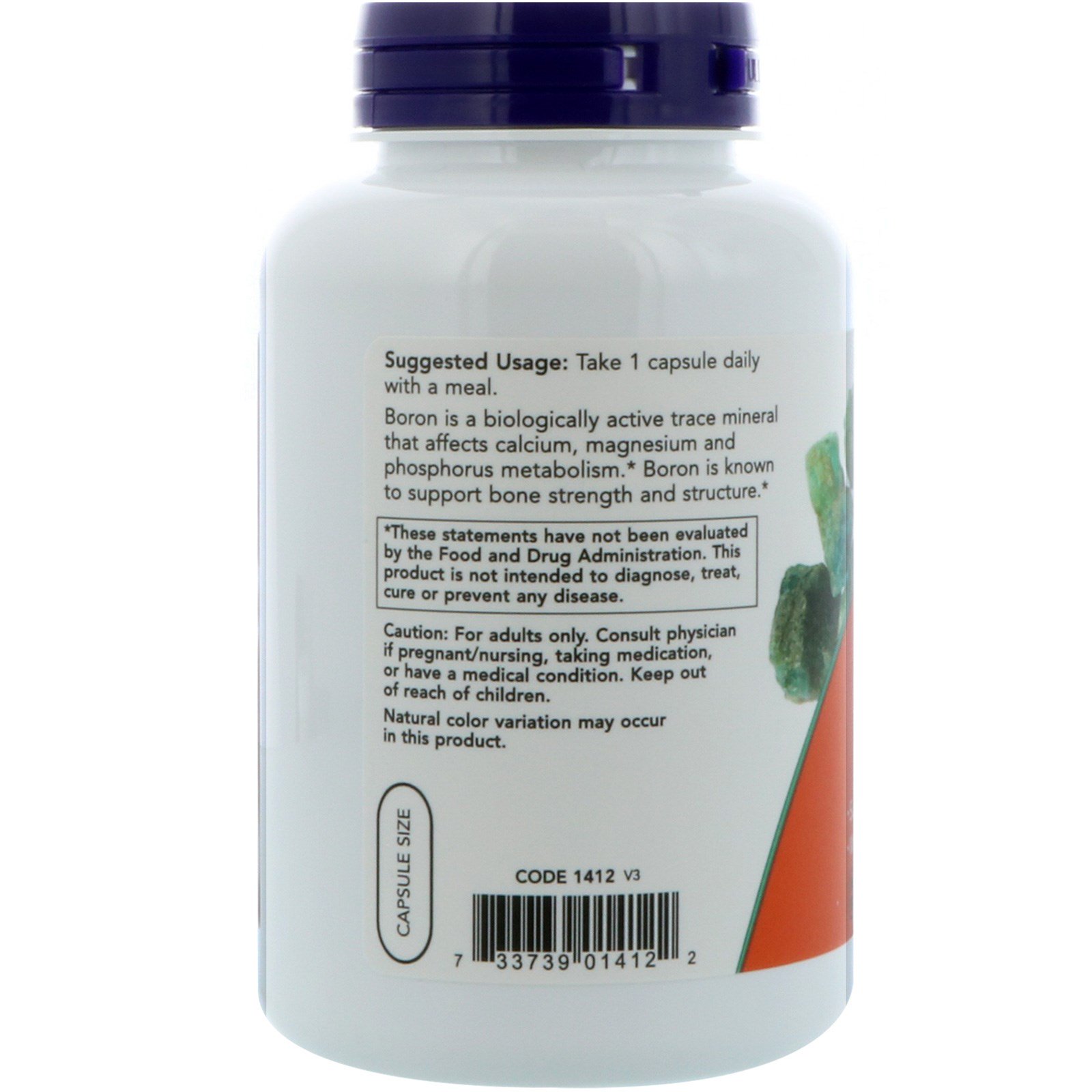 Now Foods, Boro, 3 mg, 250 Cápsulas - Imagem 3