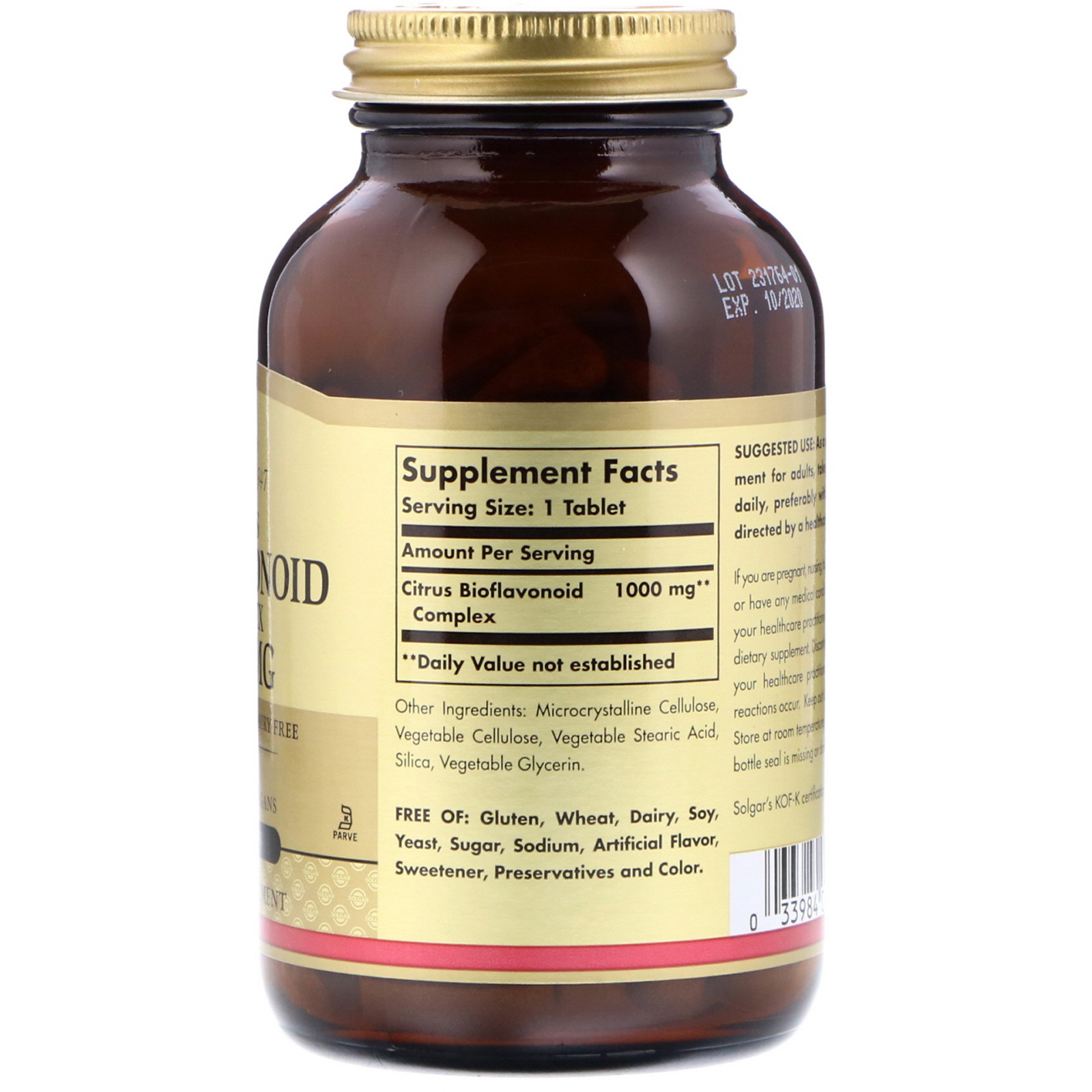 Solgar, Complexo de bioflavonóides de citrinos, 1000 mg, 100 comprimidos - Imagem 2